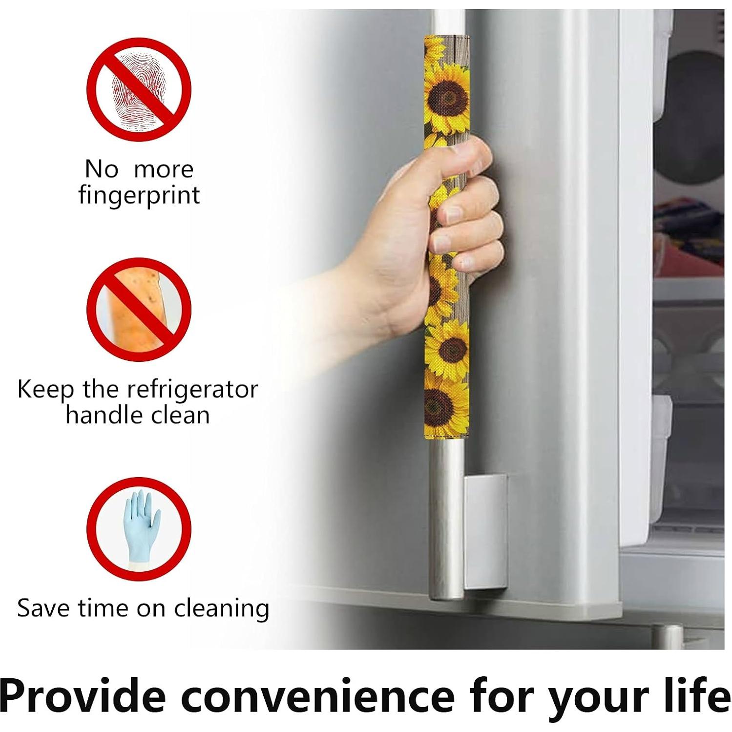 Cubiertas de Mango de Refrigerador Emelivor Set de 2 Girasol