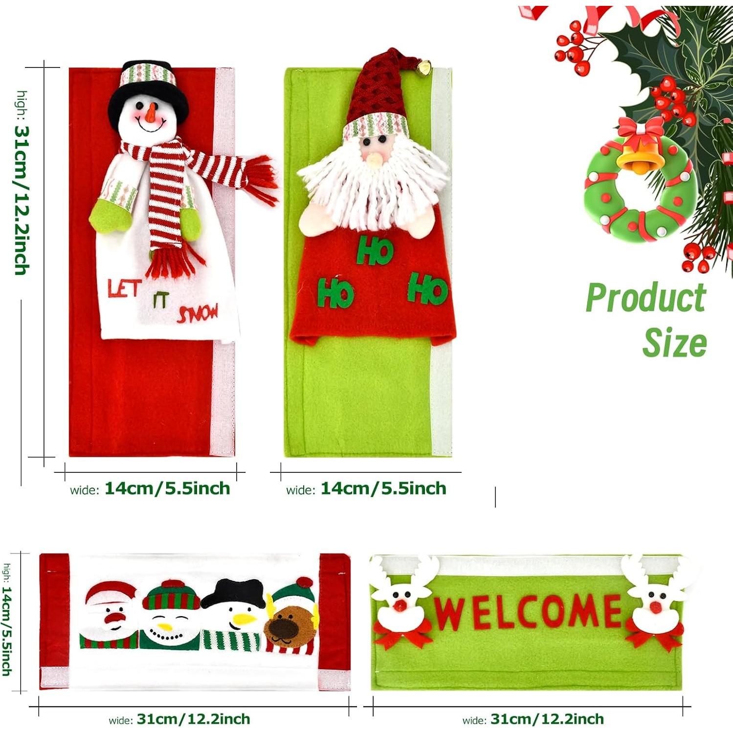 Juego de 4 fundas navideñas para manijas de refrigerador YuQi