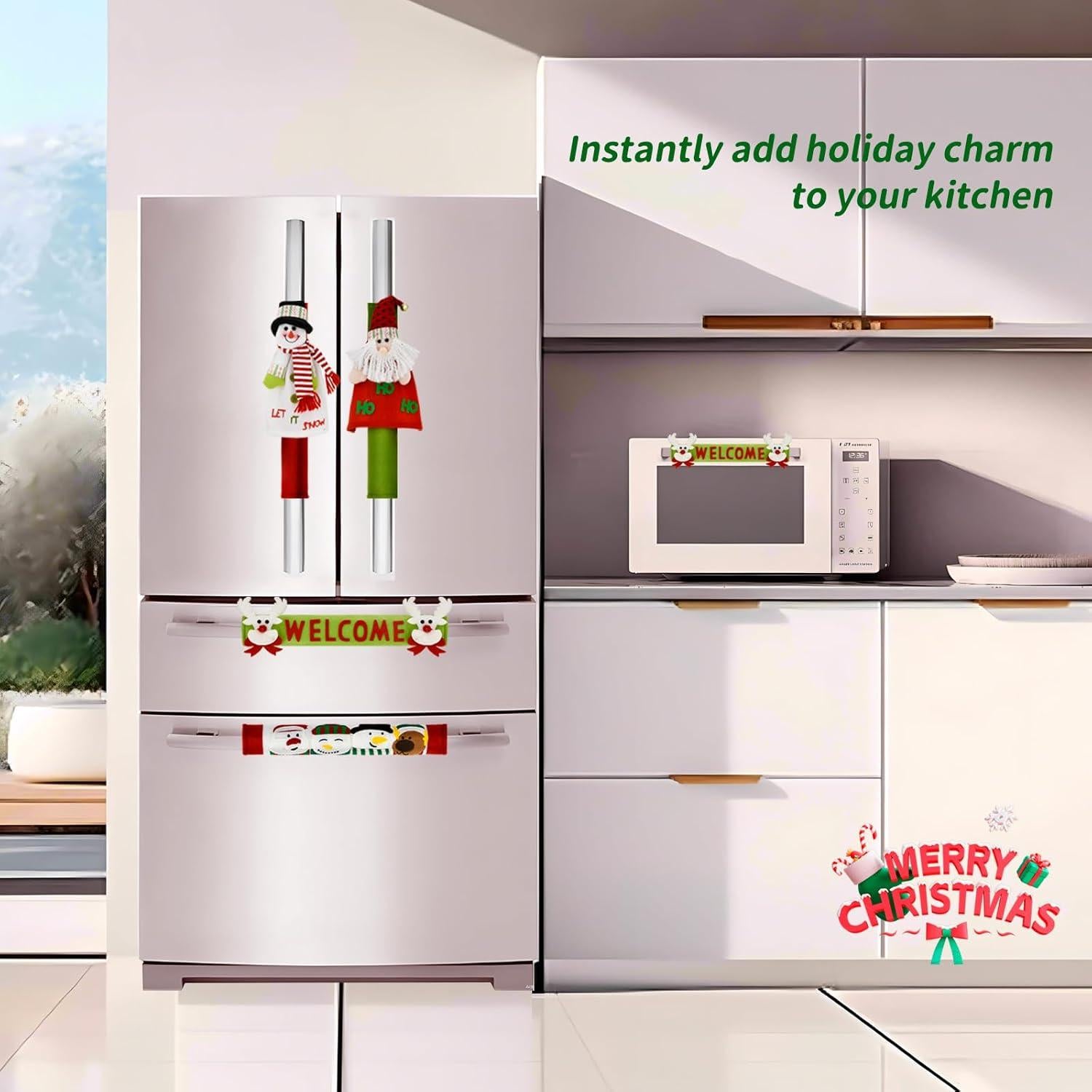 Juego de 4 fundas navideñas para manijas de refrigerador YuQi