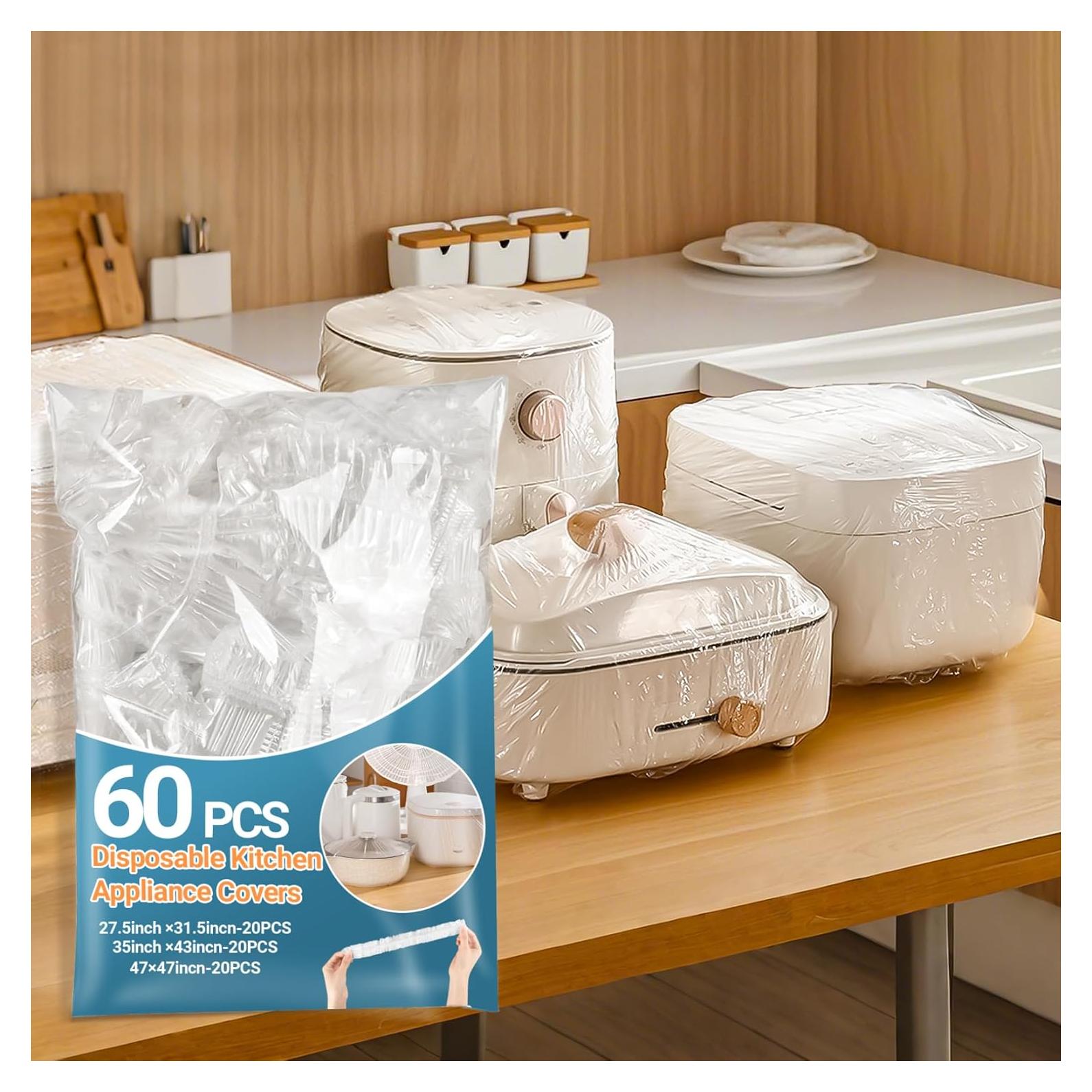60 Cubiertas Desechables para Aparatos de Cocina RAINFLOW - Protección contra Polvo en 3 Tamaños