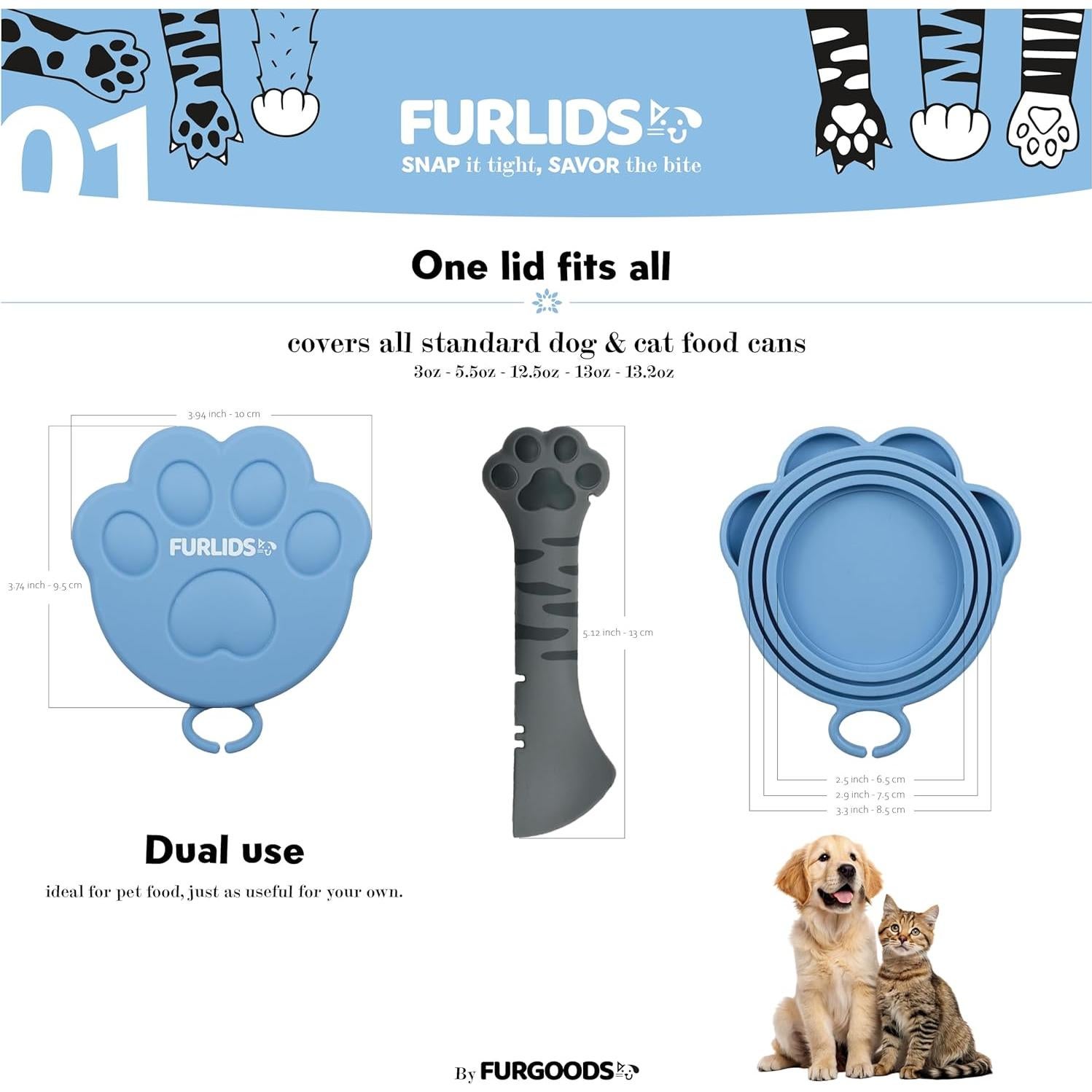 FurLids Tapas de Silicona para Latas de Comida de Mascotas - 4 Piezas