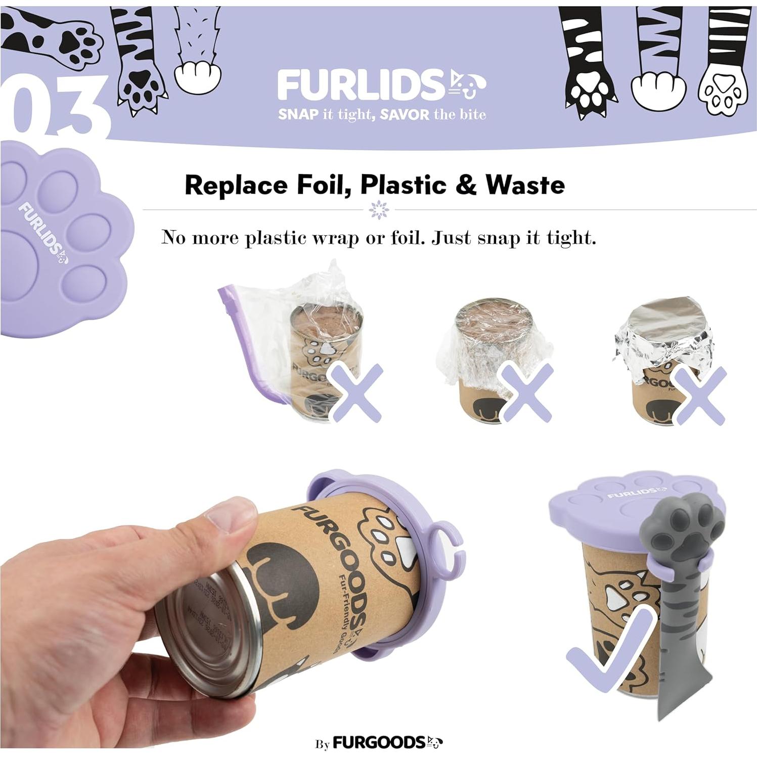 FurLids Tapas de Silicona para Latas de Comida de Mascotas - 4 Piezas