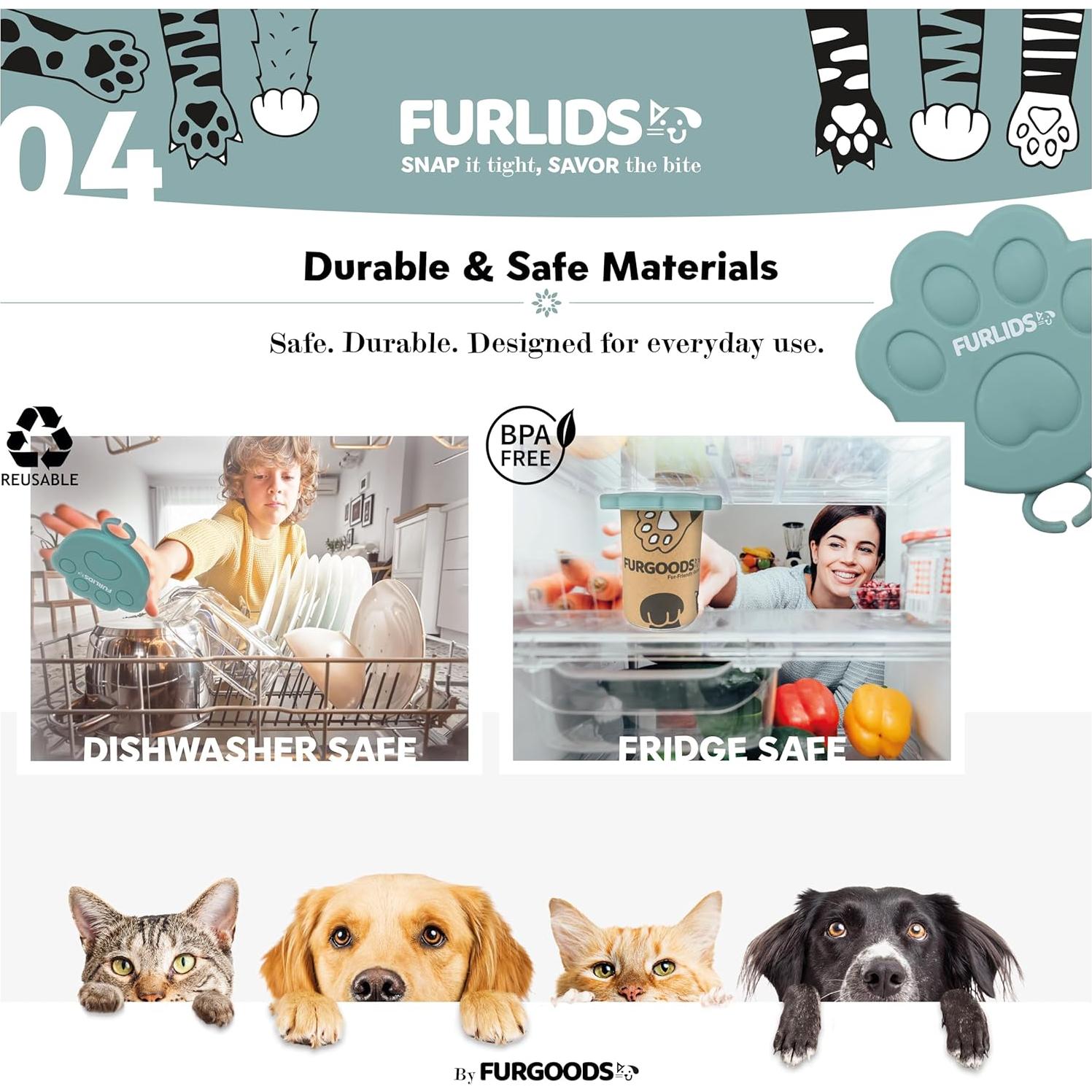 FurLids Tapas de Silicona para Latas de Comida de Mascotas - 4 Piezas