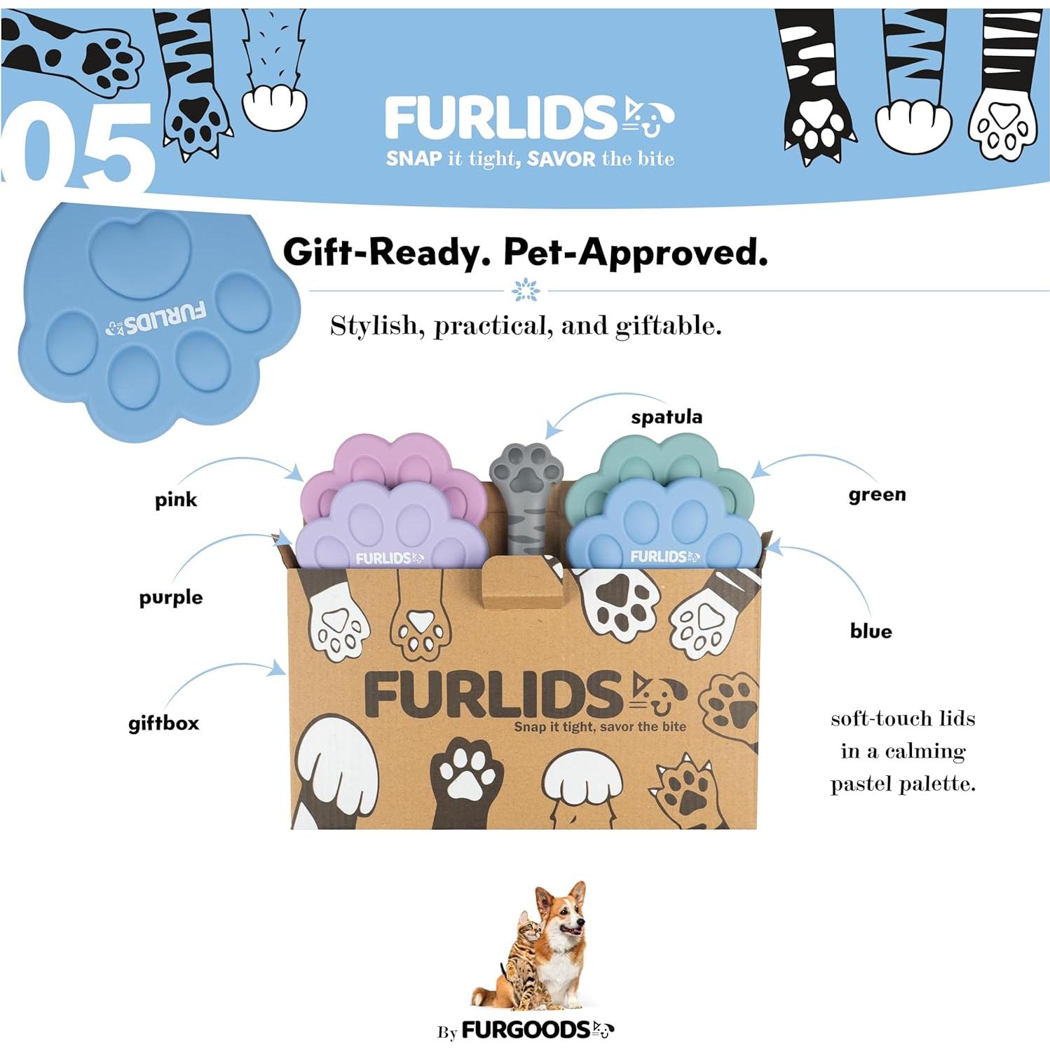 FurLids Tapas de Silicona para Latas de Comida de Mascotas - 4 Piezas