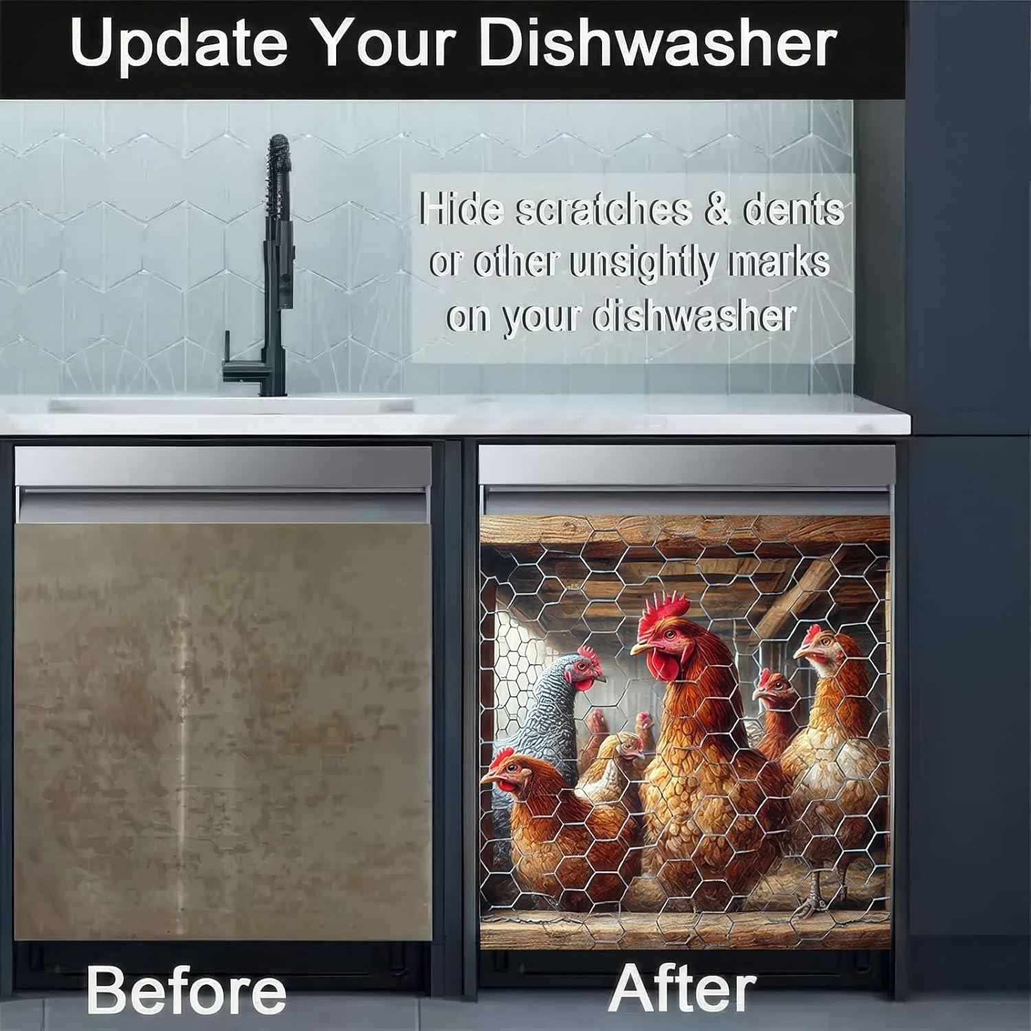 Cubierta Magnética para Lavavajillas BlissYard Pollo 58x66 cm