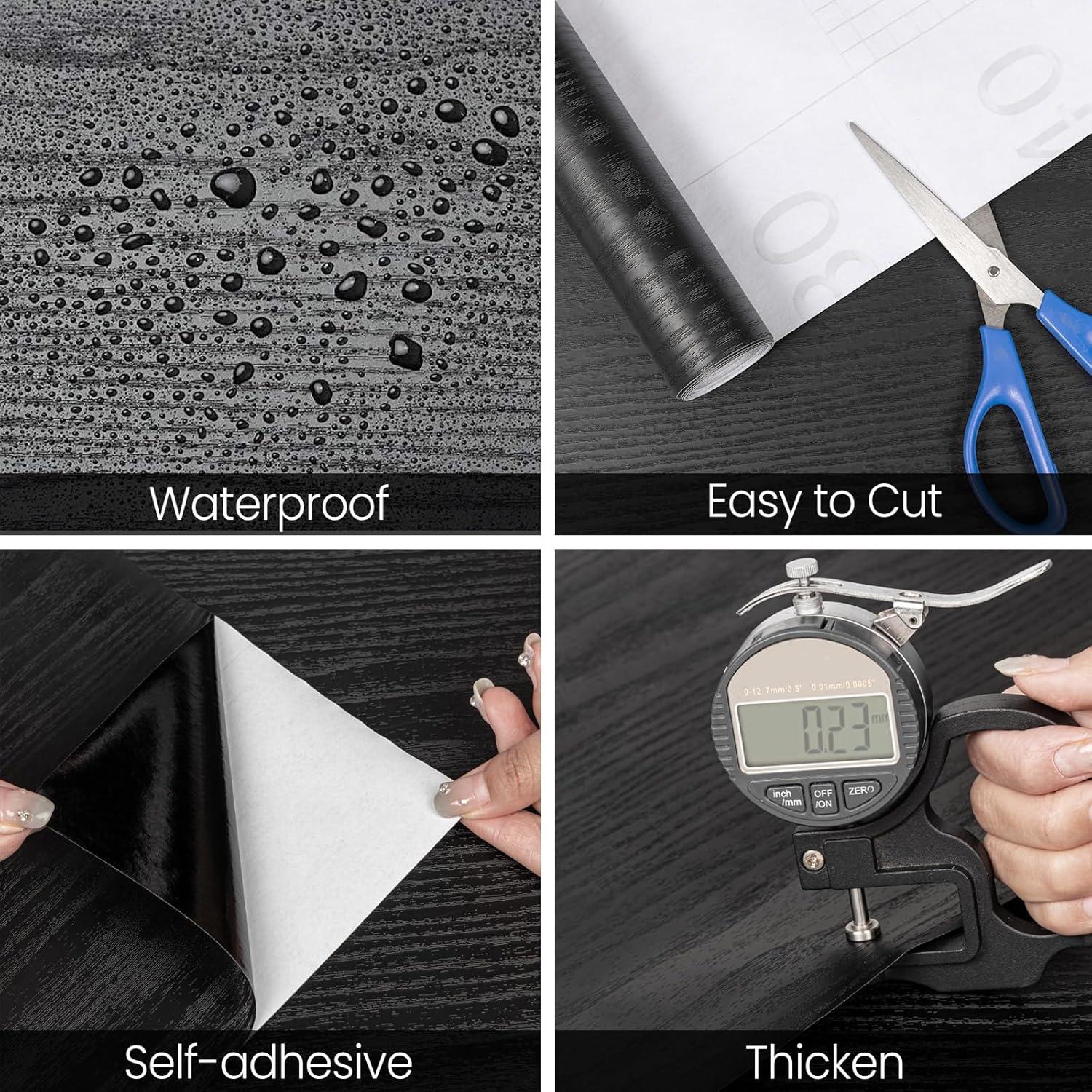 Papel Tapiz Autoadhesivo Abyssaly Madera Negra 30x200 cm