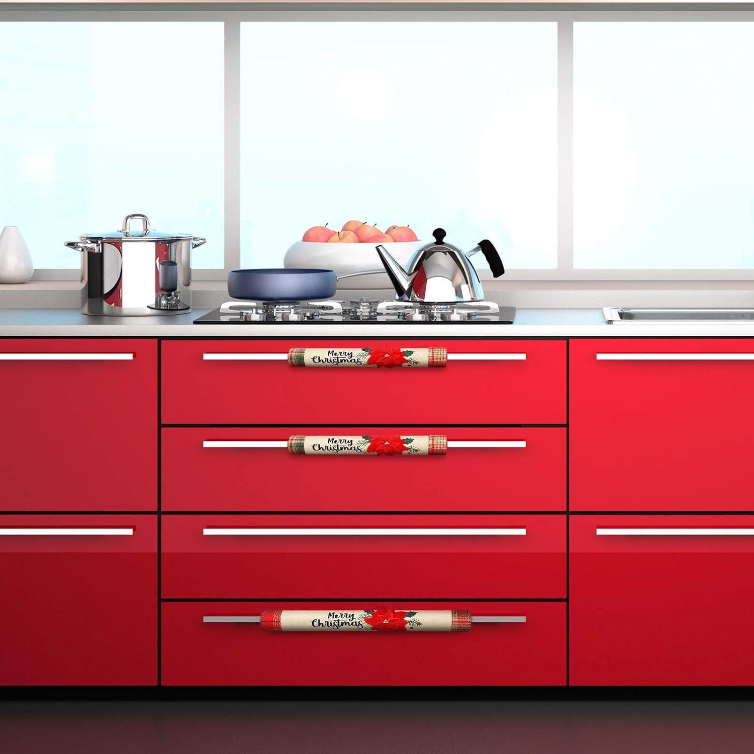 Conjunto de 6 fundas para manijas de refrigerador Patelai Navidad