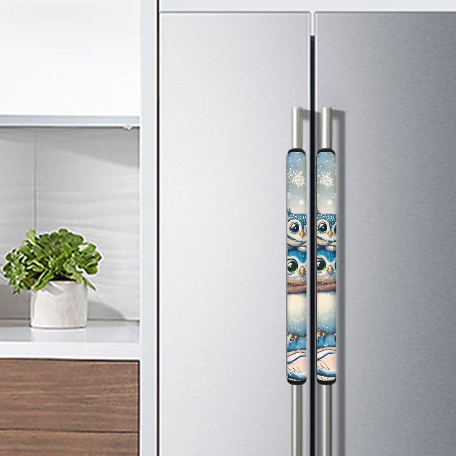 Juego de 2 fundas para manijas de refrigerador Suhoaziia - Diseño navideño