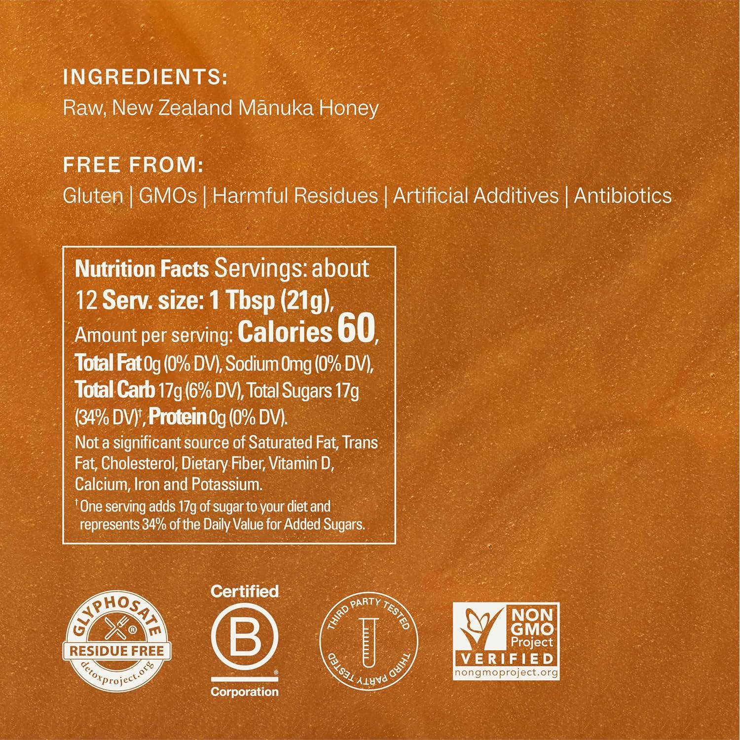 Miel Manuka Cruda Manukora MGO 1000+ 250g de Nueva Zelanda