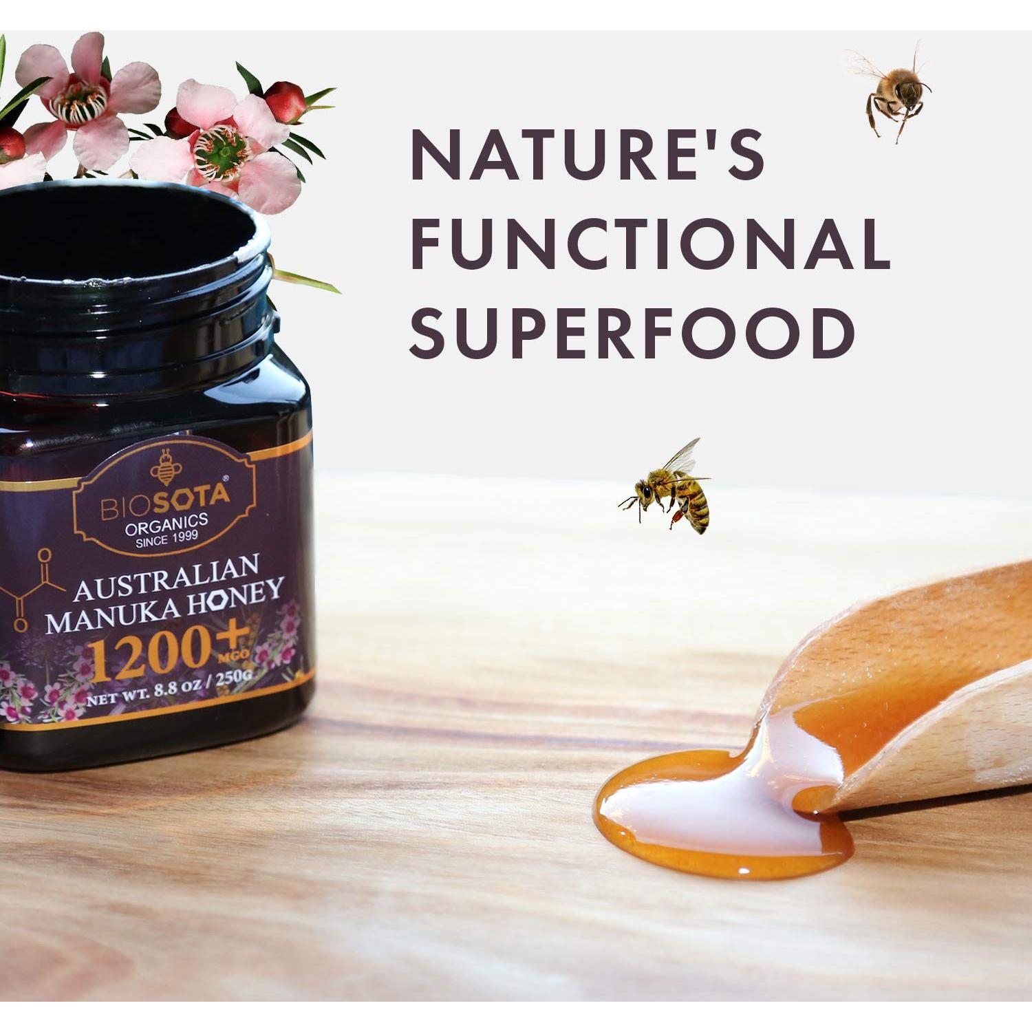Miel de Manuka Orgánica Biosota MGO 1200+ 250g Cruda Australiana