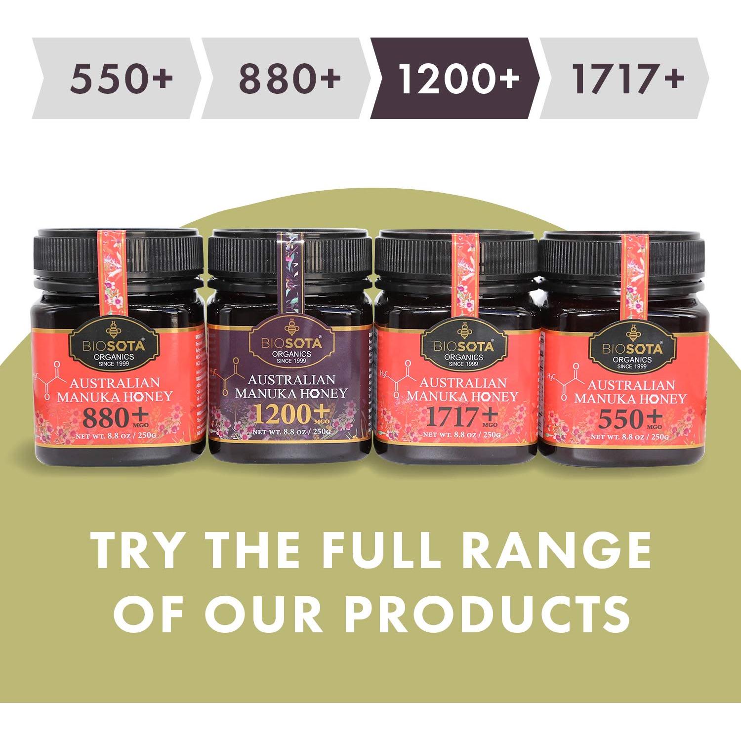 Miel de Manuka Orgánica Biosota MGO 1200+ 250g Cruda Australiana