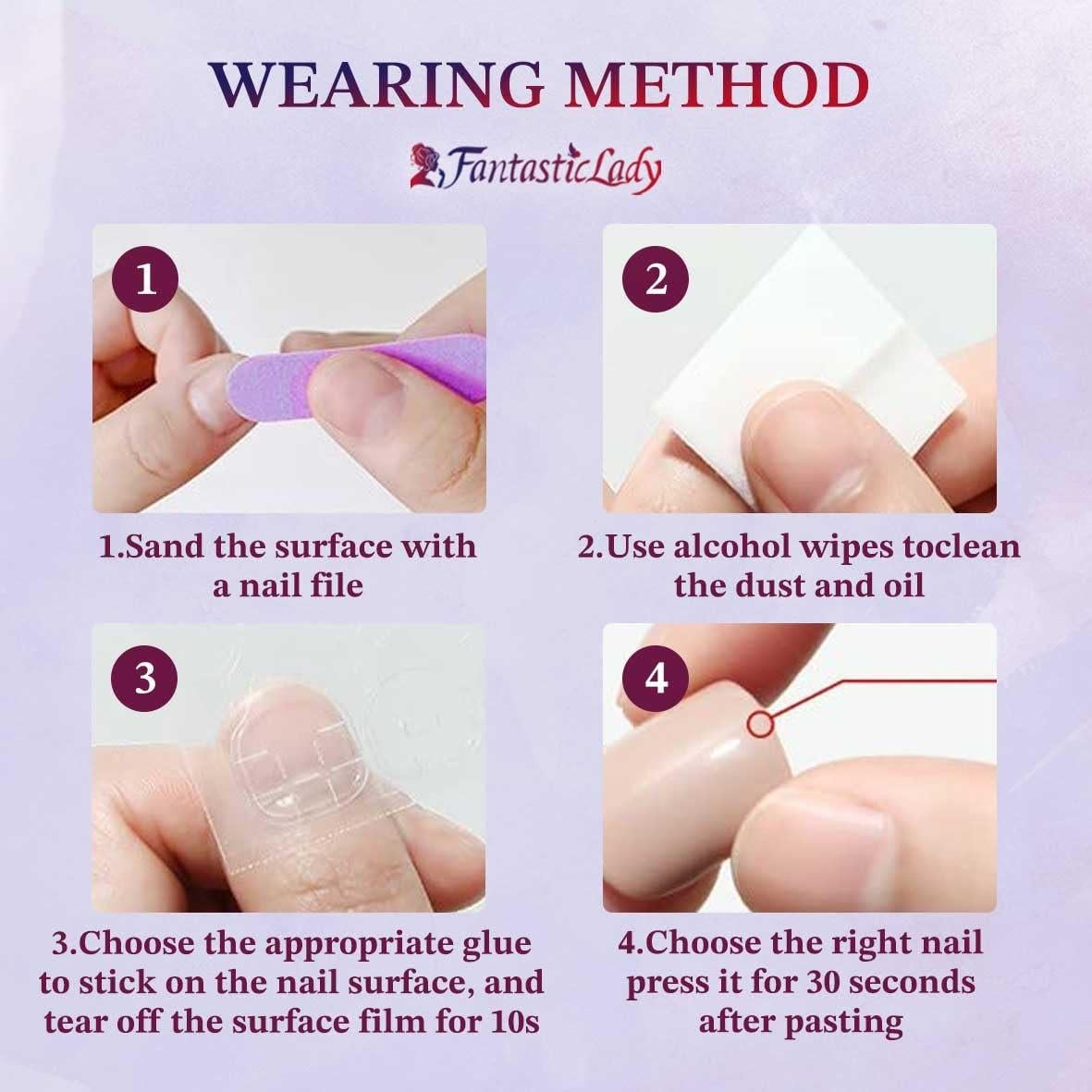 Uñas Postizas Magnéticas Azul 24 Piezas Fantastic Lady