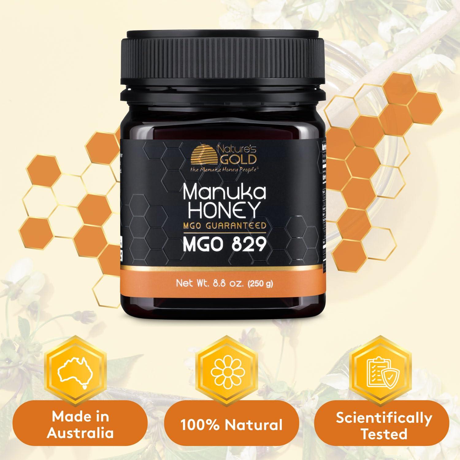 Miel Cruda de Manuka Nature's Gold MGO 829+ 249g Pura y Genuina