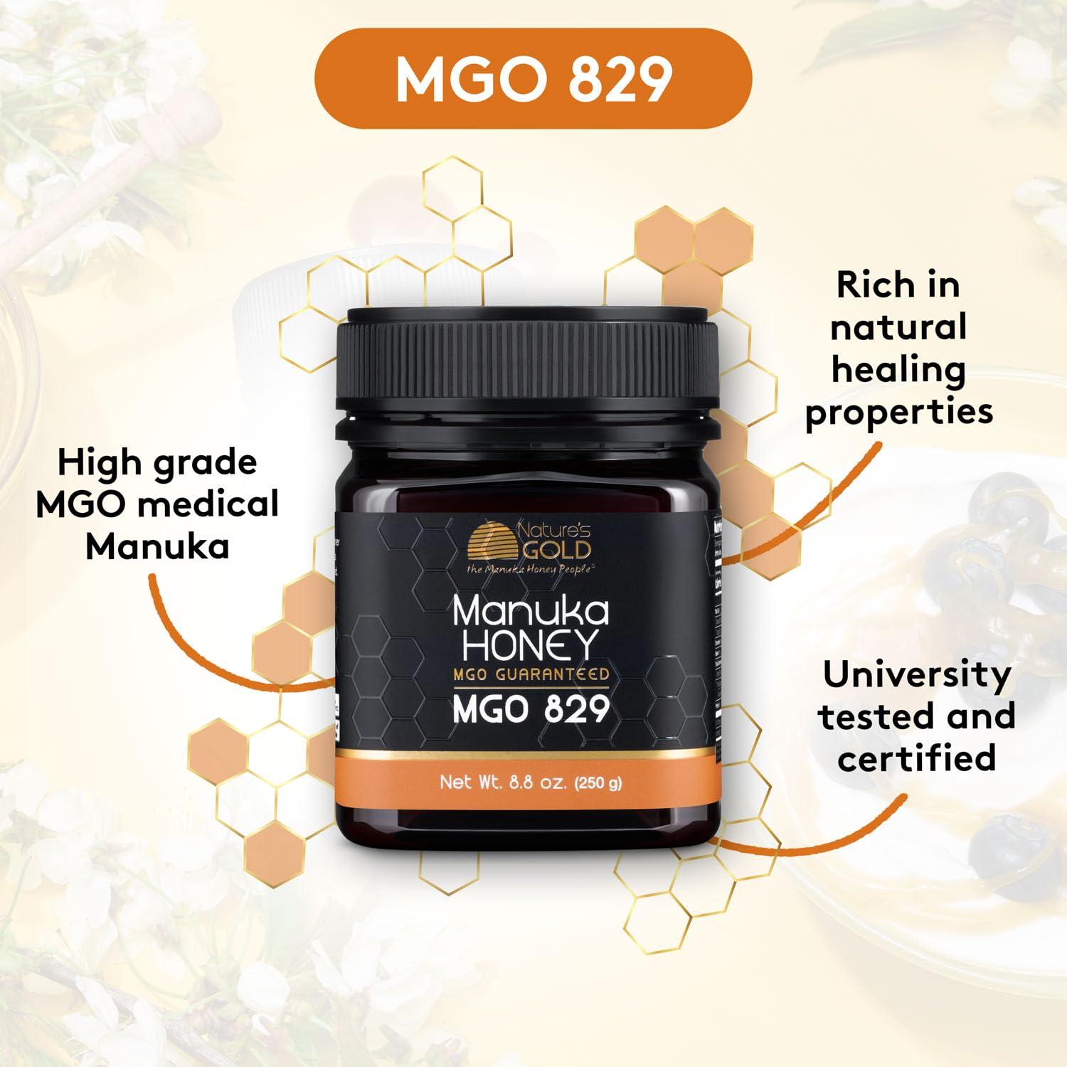 Miel Cruda de Manuka Nature's Gold MGO 829+ 249g Pura y Genuina