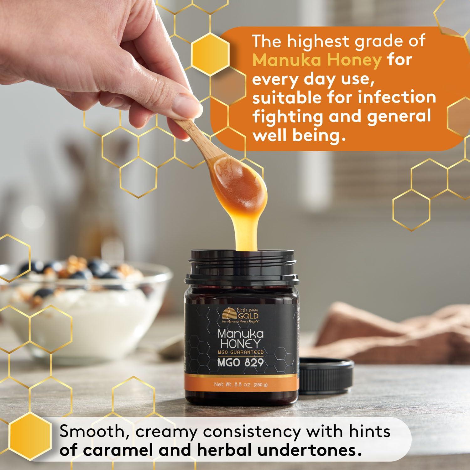 Miel Cruda de Manuka Nature's Gold MGO 829+ 249g Pura y Genuina