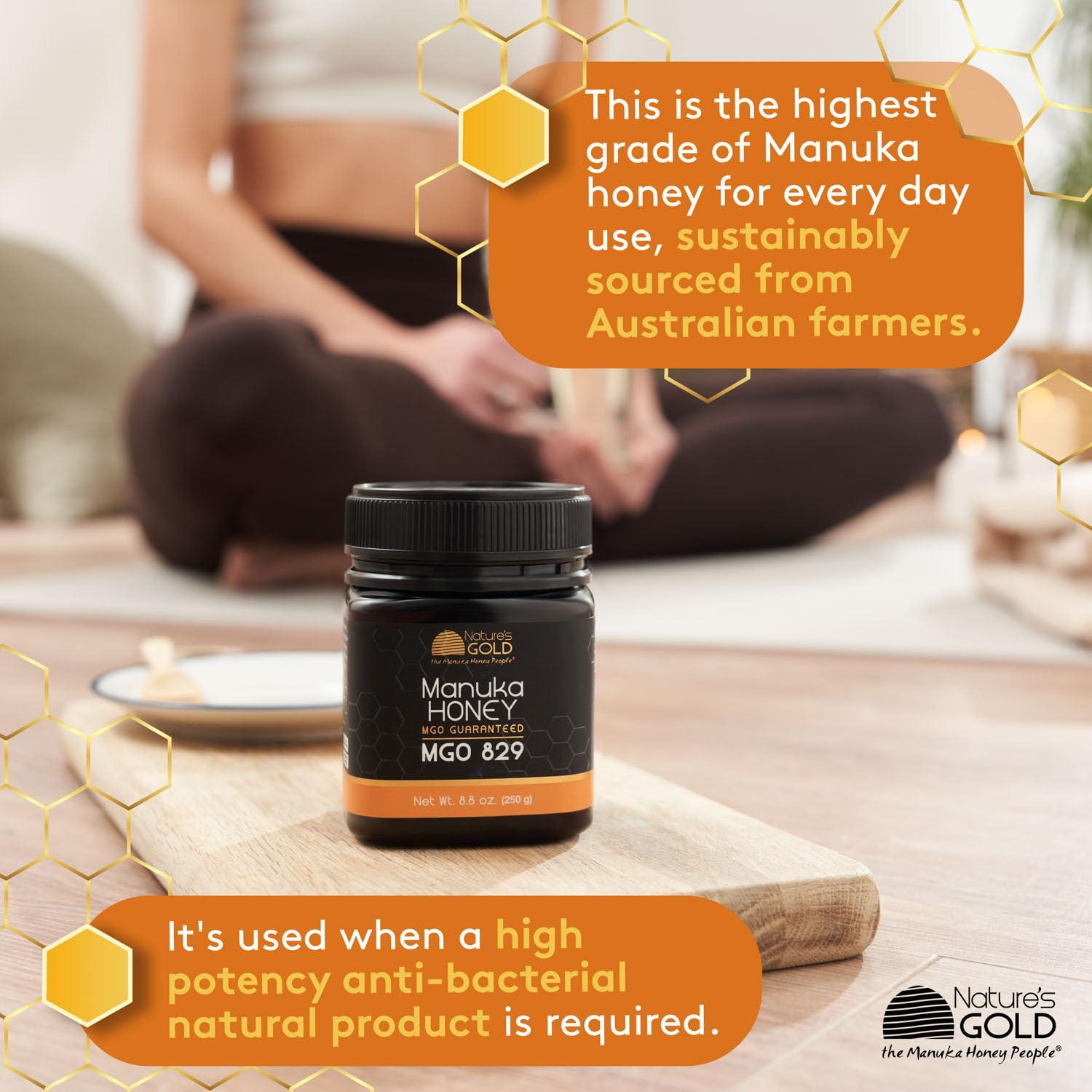 Miel Cruda de Manuka Nature's Gold MGO 829+ 249g Pura y Genuina