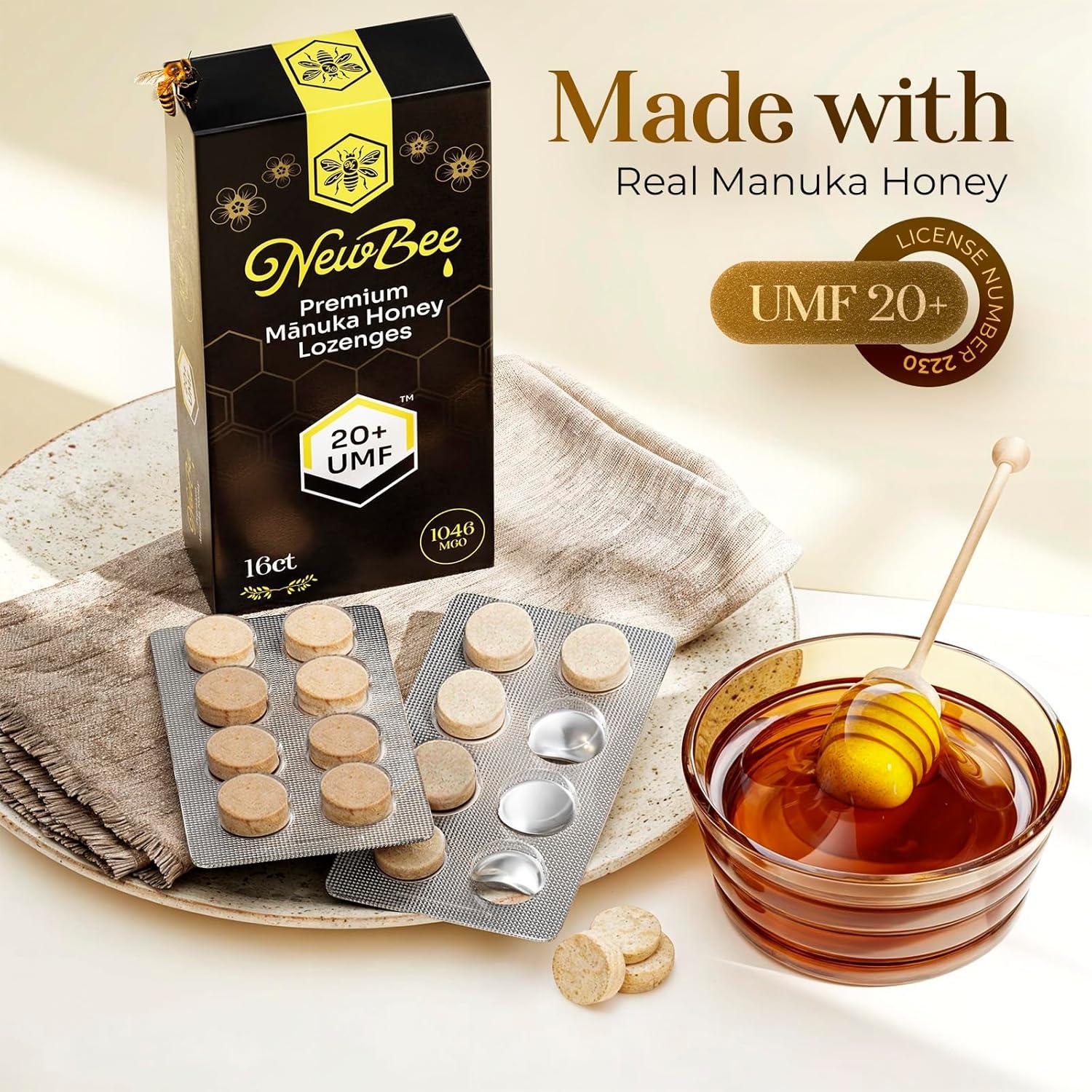 Pastillas de Miel de Manuka Newbee 16 Unidades UMF 20+ MGO 1046