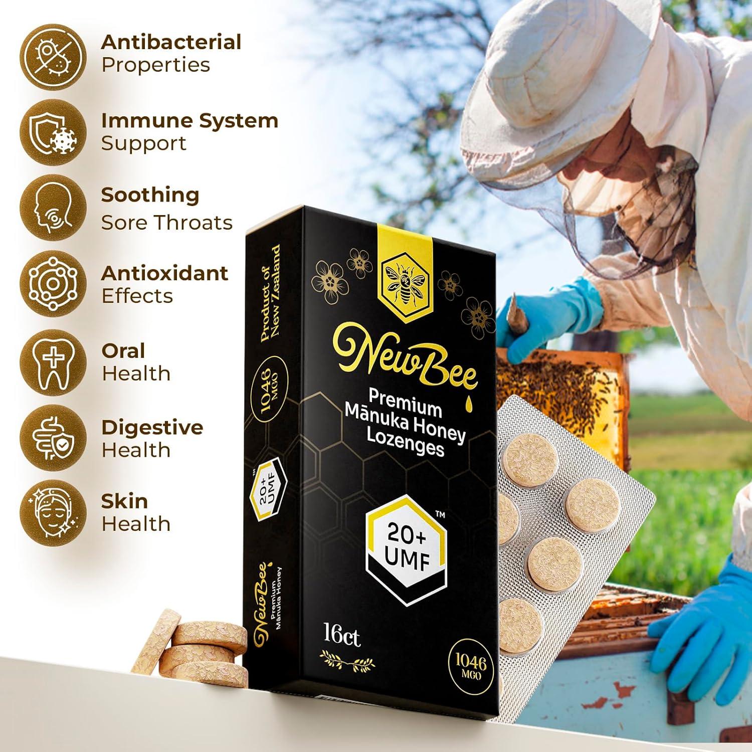 Pastillas de Miel de Manuka Newbee 16 Unidades UMF 20+ MGO 1046