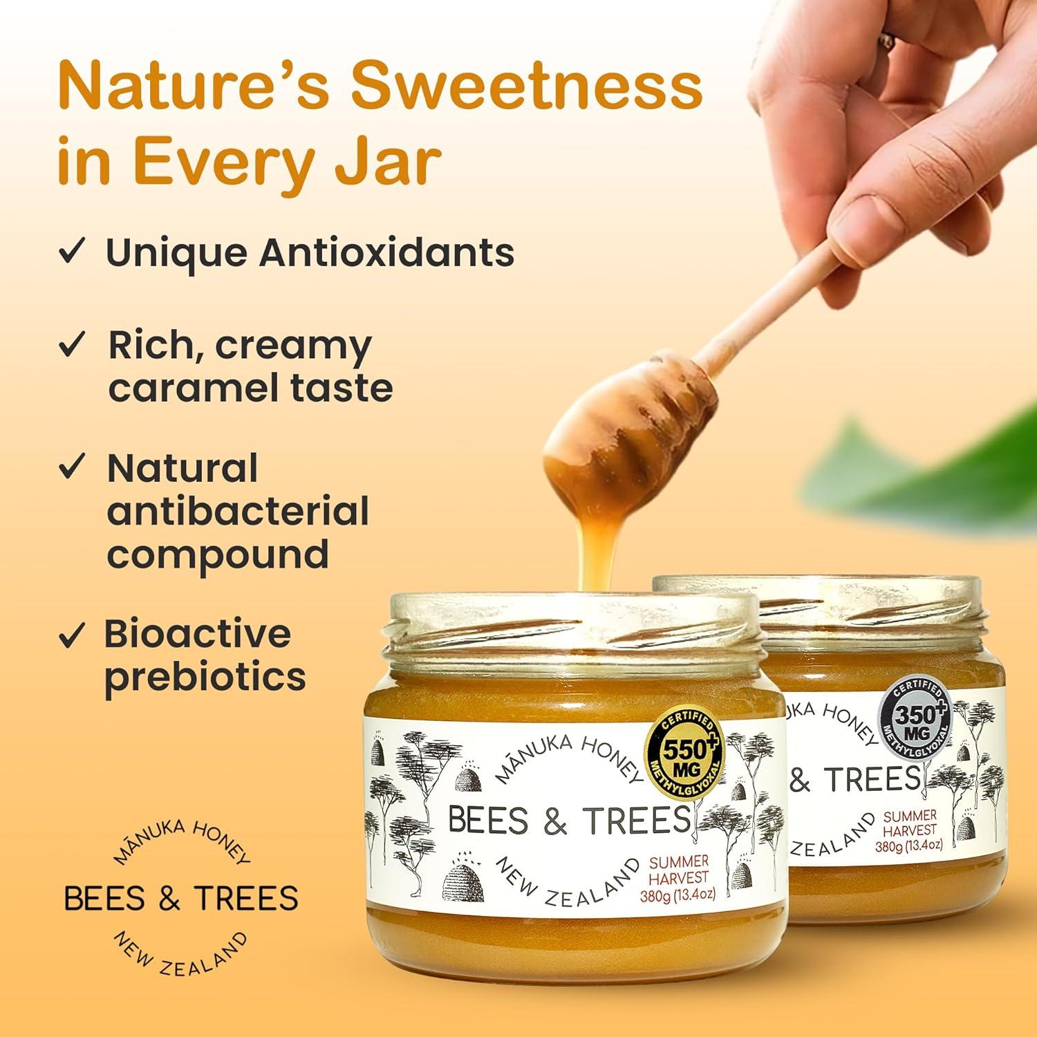 Miel de Manuka Bees & Trees 550+ y 350+ MGO - 380g x 2