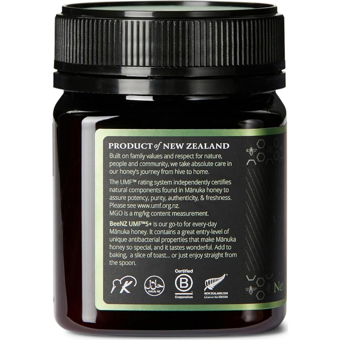 Miel de Manuka Cruda BeeNZ UMF 5+ 250g - Endulzante Natural