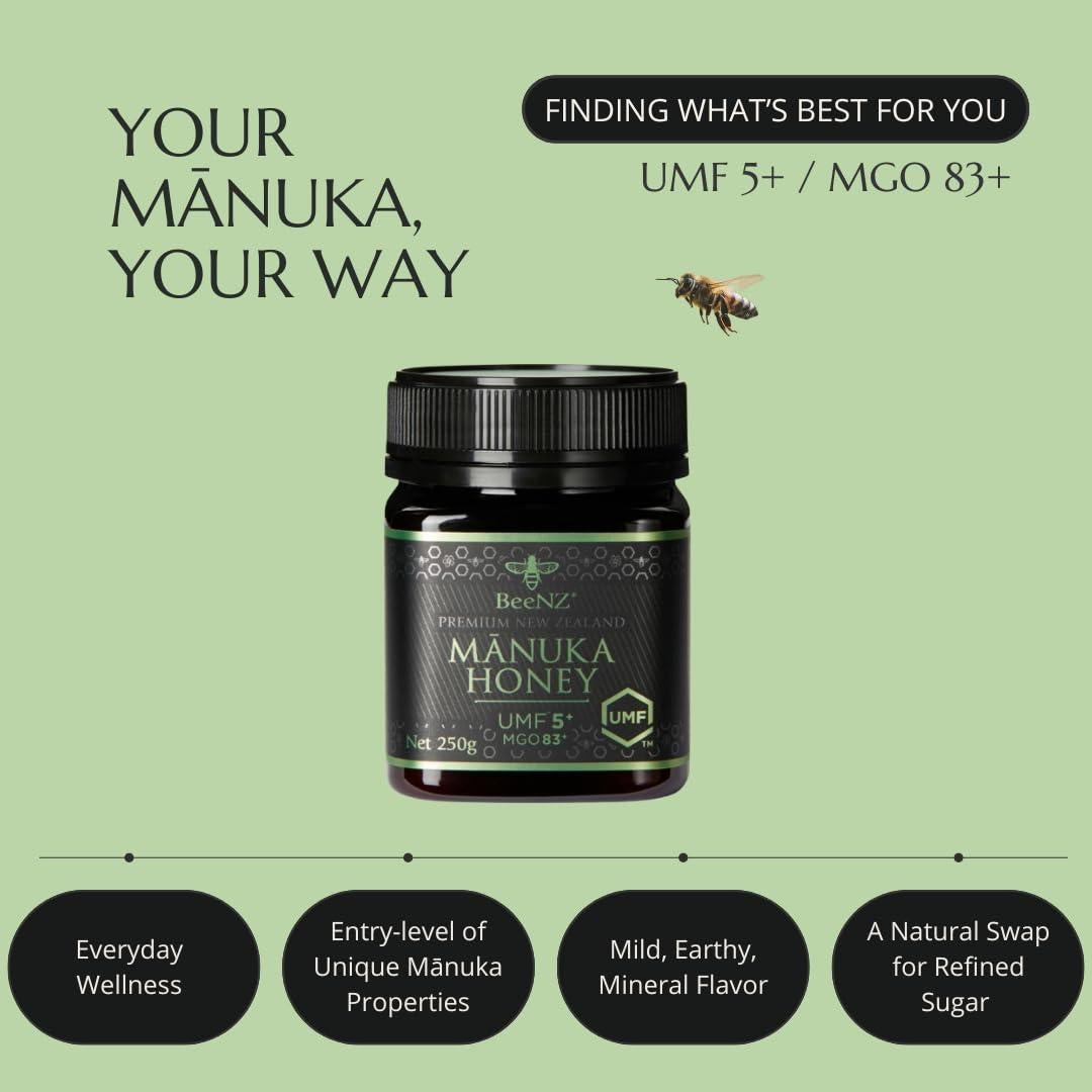 Miel de Manuka Cruda BeeNZ UMF 5+ 250g - Endulzante Natural