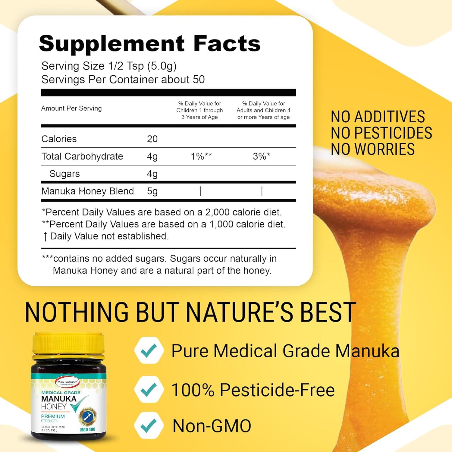 Miel de ManukaGuard MGO 400+ 248g | Miel Sanadora de Nueva Zelanda