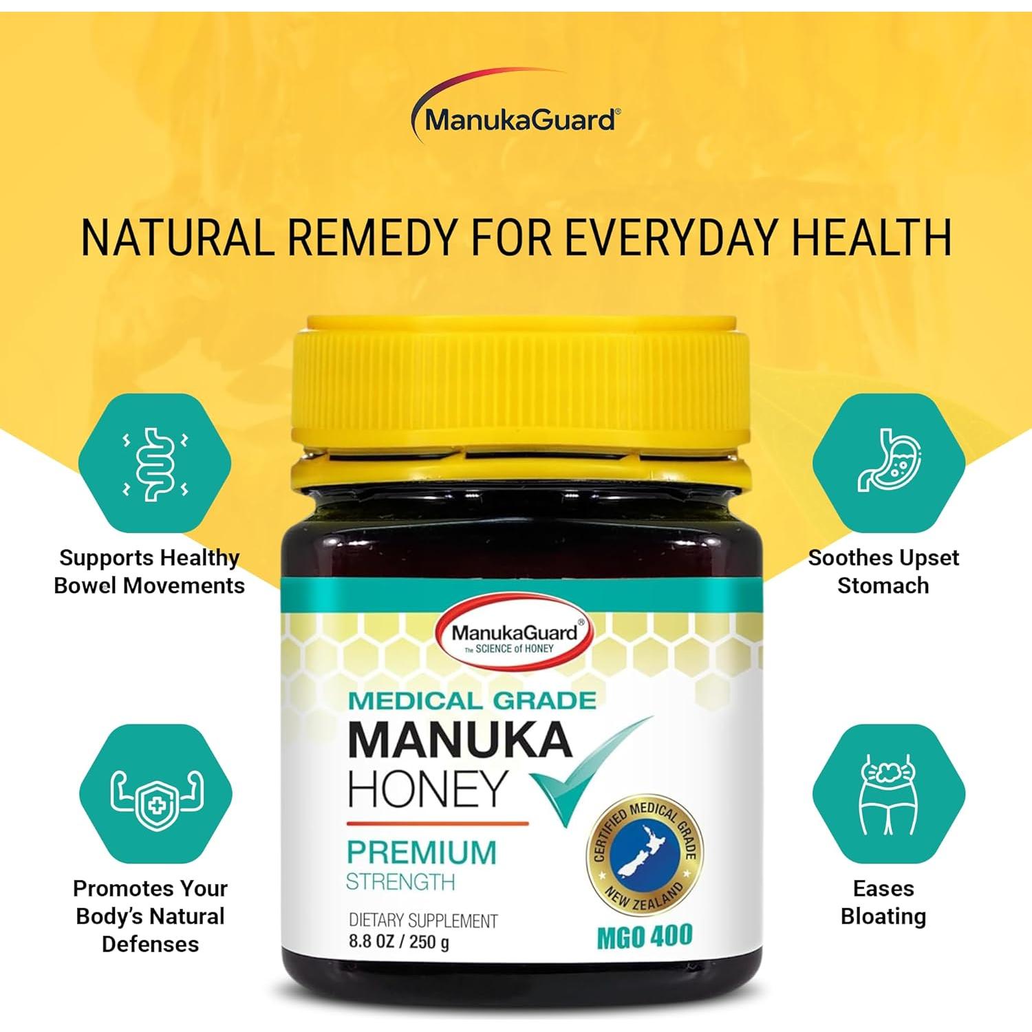 Miel de ManukaGuard MGO 400+ 248g | Miel Sanadora de Nueva Zelanda
