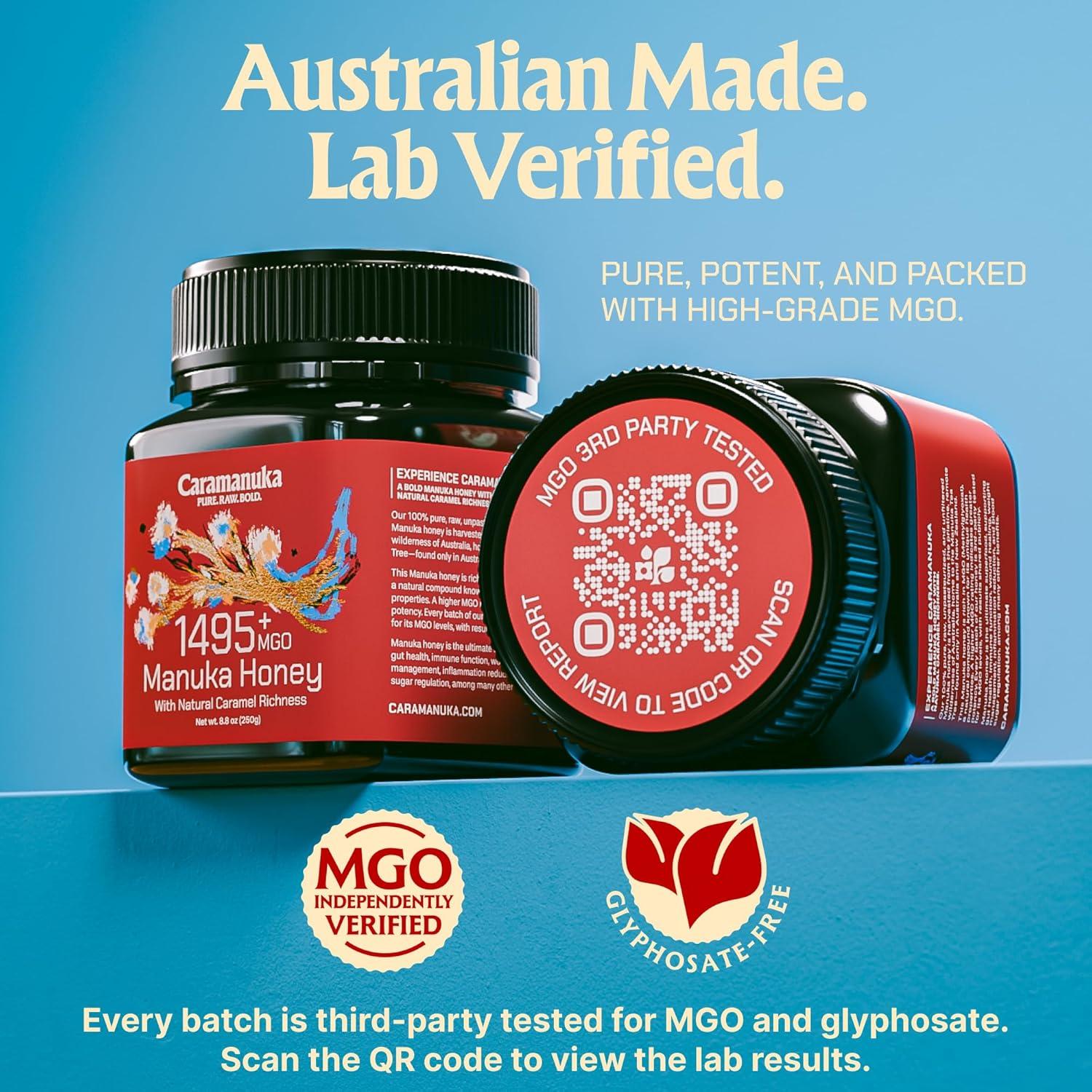 Miel de Manuka Caramanuka MGO 1495+ 248g Cruda y Pura