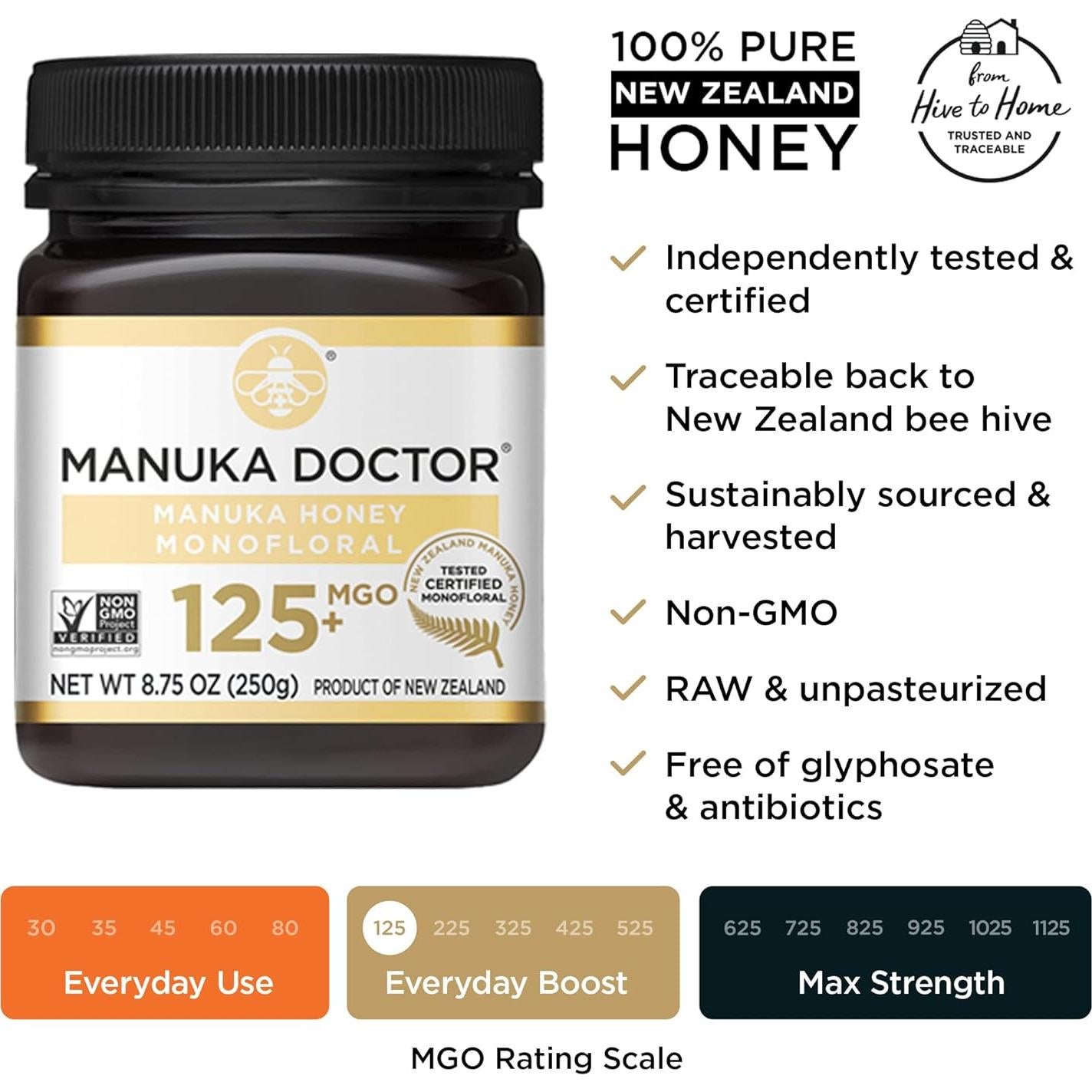 Miel de Manuka 100% Pura Manuka Doctor MGO 80+ y 125+
