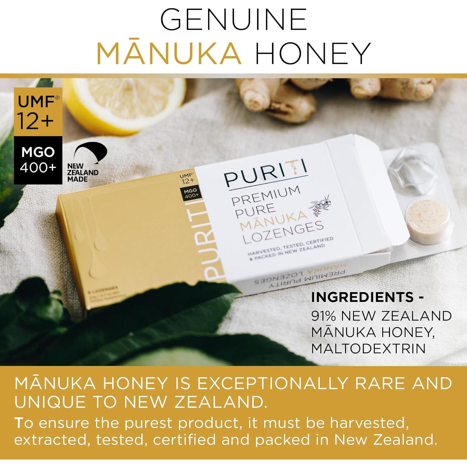 Caramelos de Miel de Manuka PURITI 16 Unidades Sin Azúcar