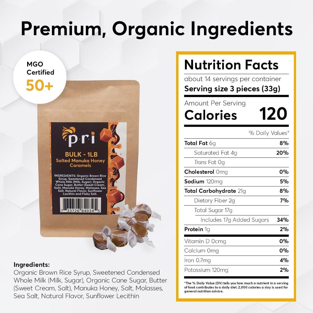 Caramelos Salados de Miel de Manuka PRI 0.45kg Naturales