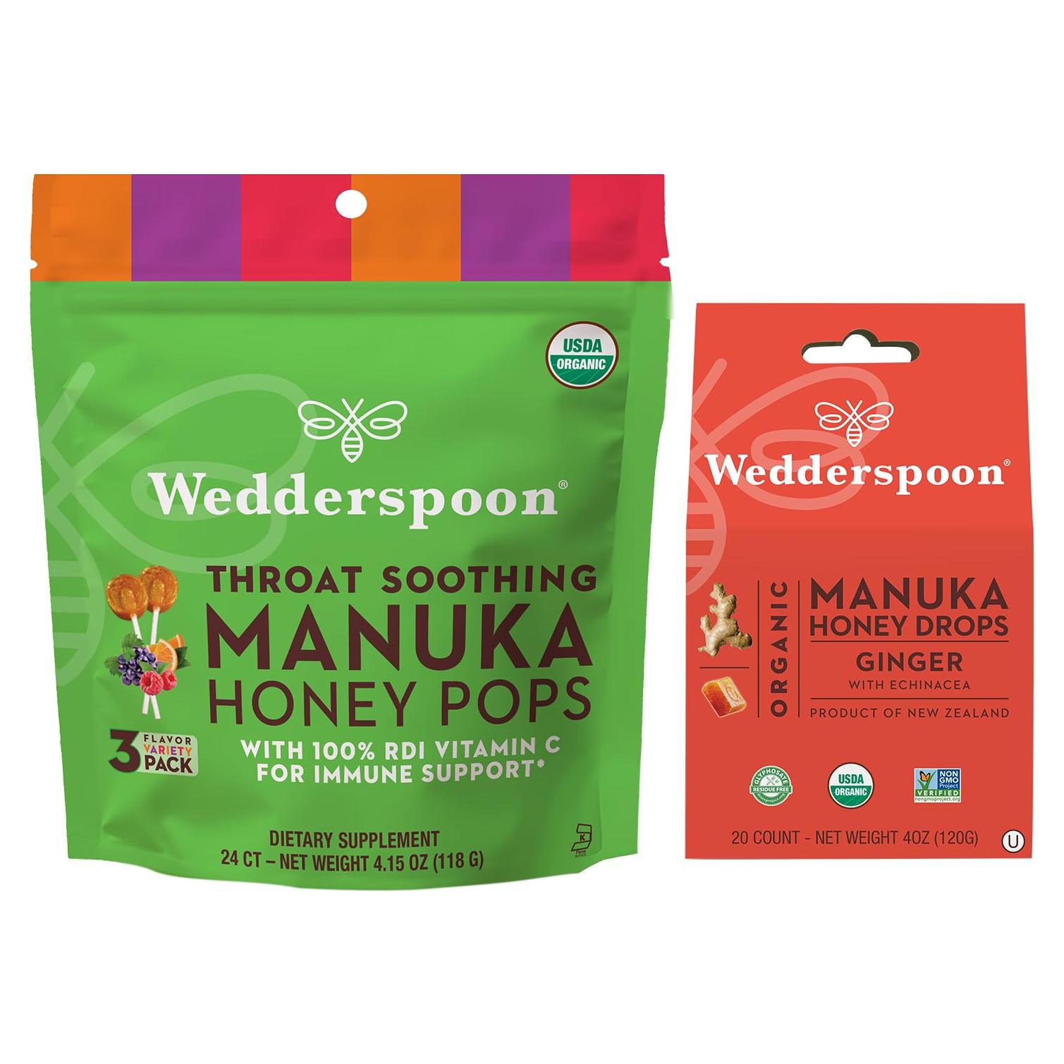 Paquete de Piruletas y Gotas de Miel de Manuka Wedderspoon