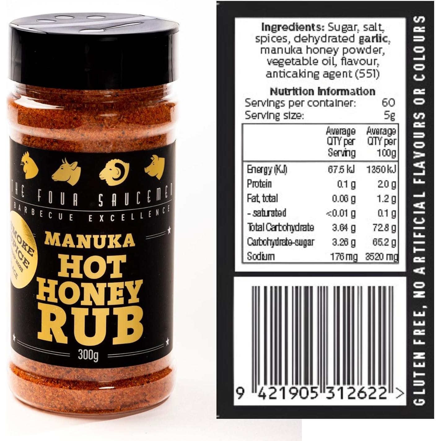 Frotar de Miel Picante Manuka 300g Los Cuatro Saucemen