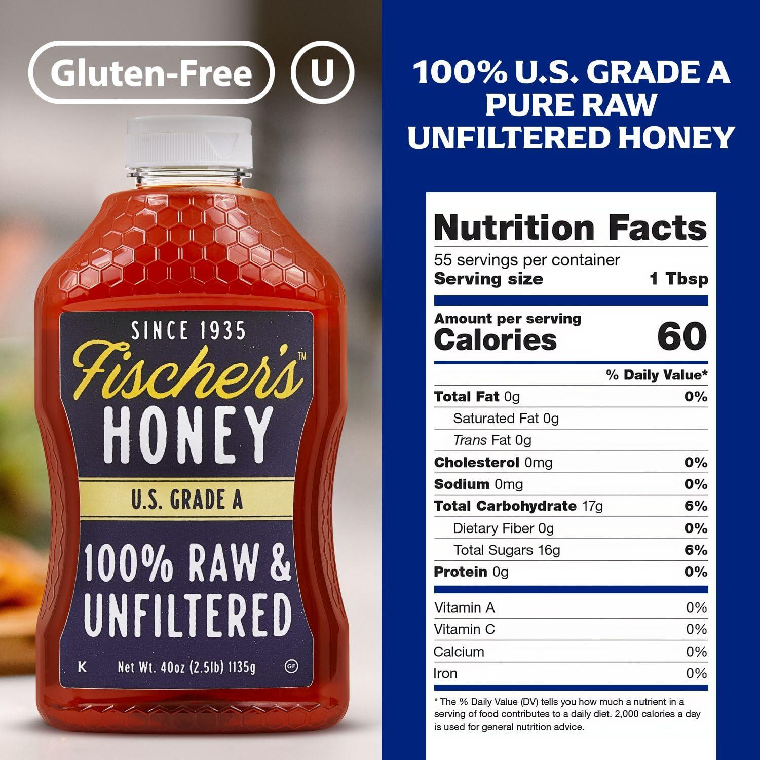 Miel Cruda 100% Pura Fischer 1134 g - Endulzante Natural