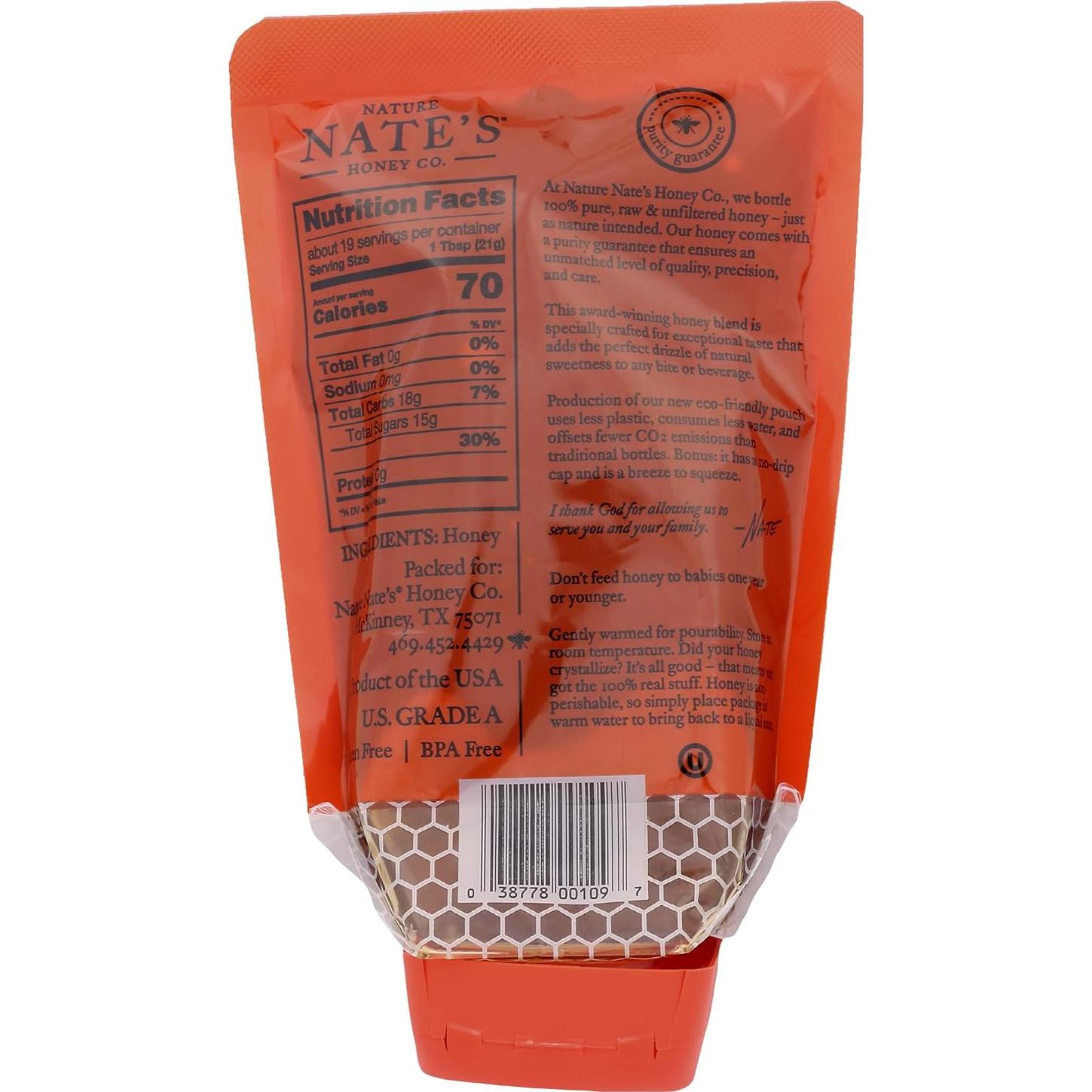 Miel Cruda y Sin Filtrar Nature Nate 396g Bolsa Sostenible