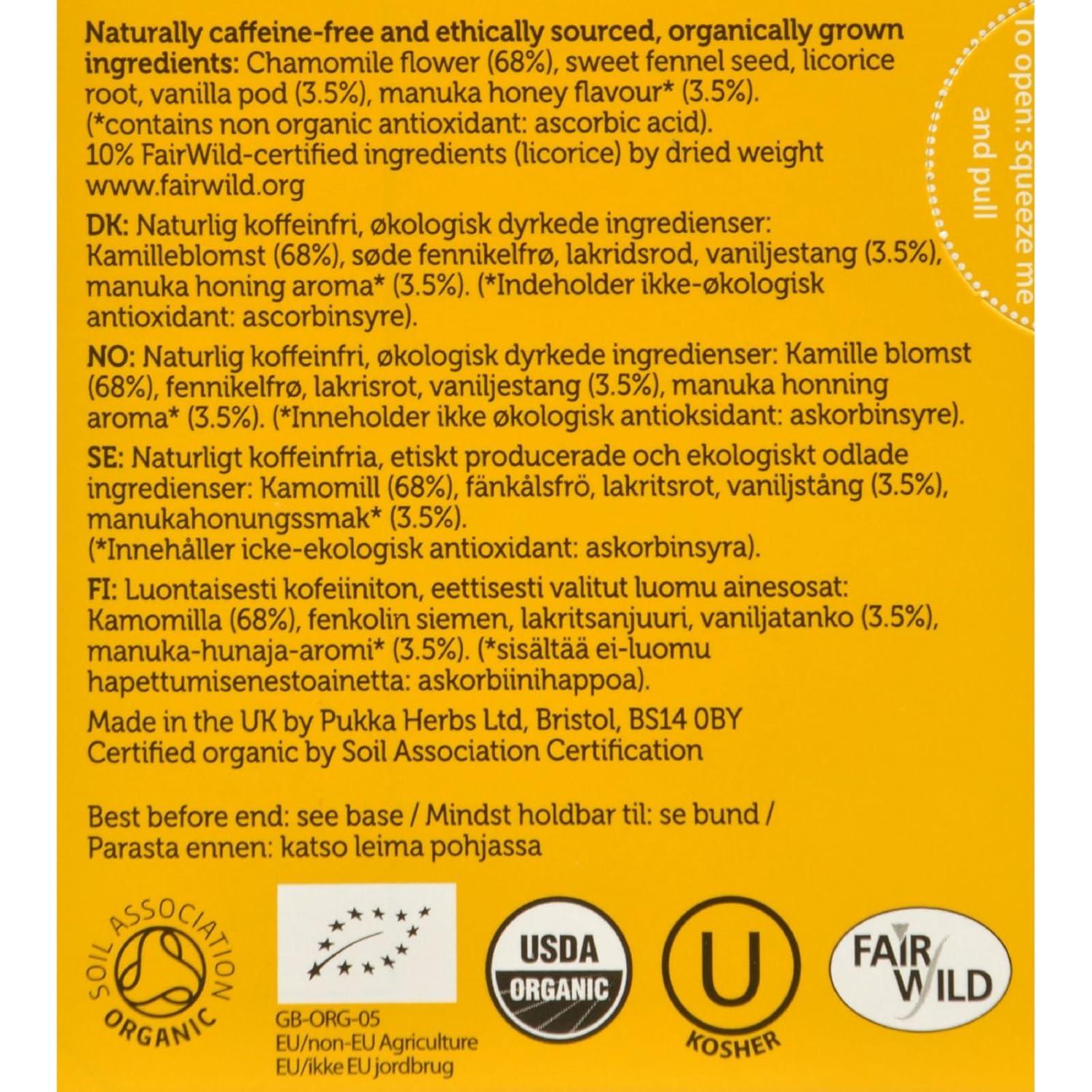 Té de Hierbas Pukka Orgánico Manzanilla Vainilla y Miel - 20 Bolsitas