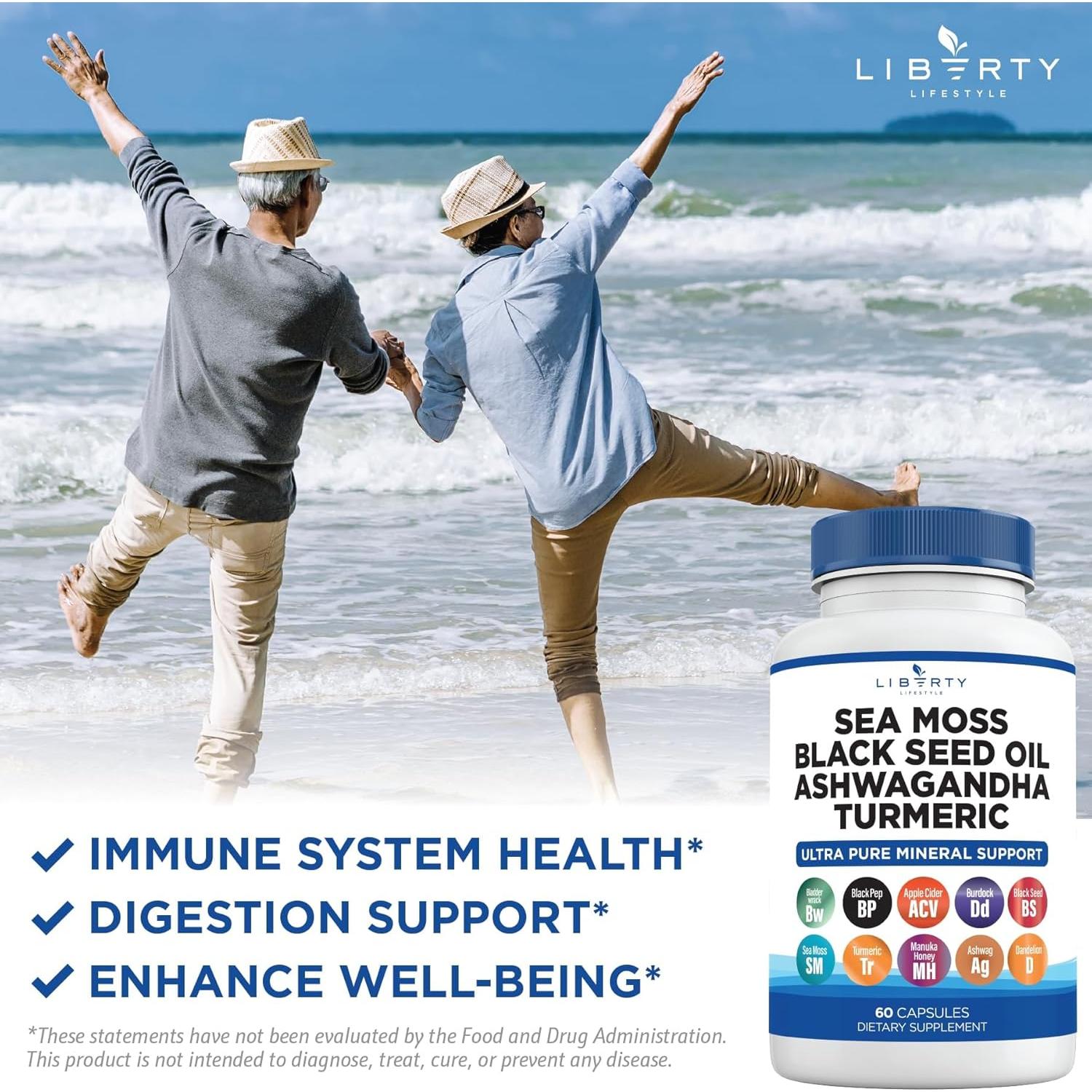 Suplemento de Musgo Marino y Semilla Negra Liberty - 2 Cápsulas