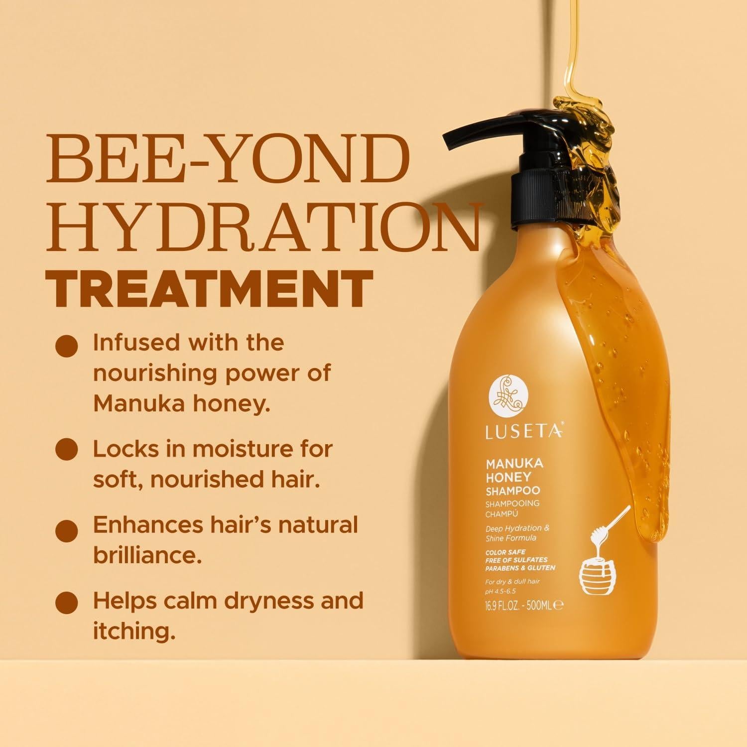 Champú Hidratante Luseta con Miel de Manuka 478ml - Cabello Seco