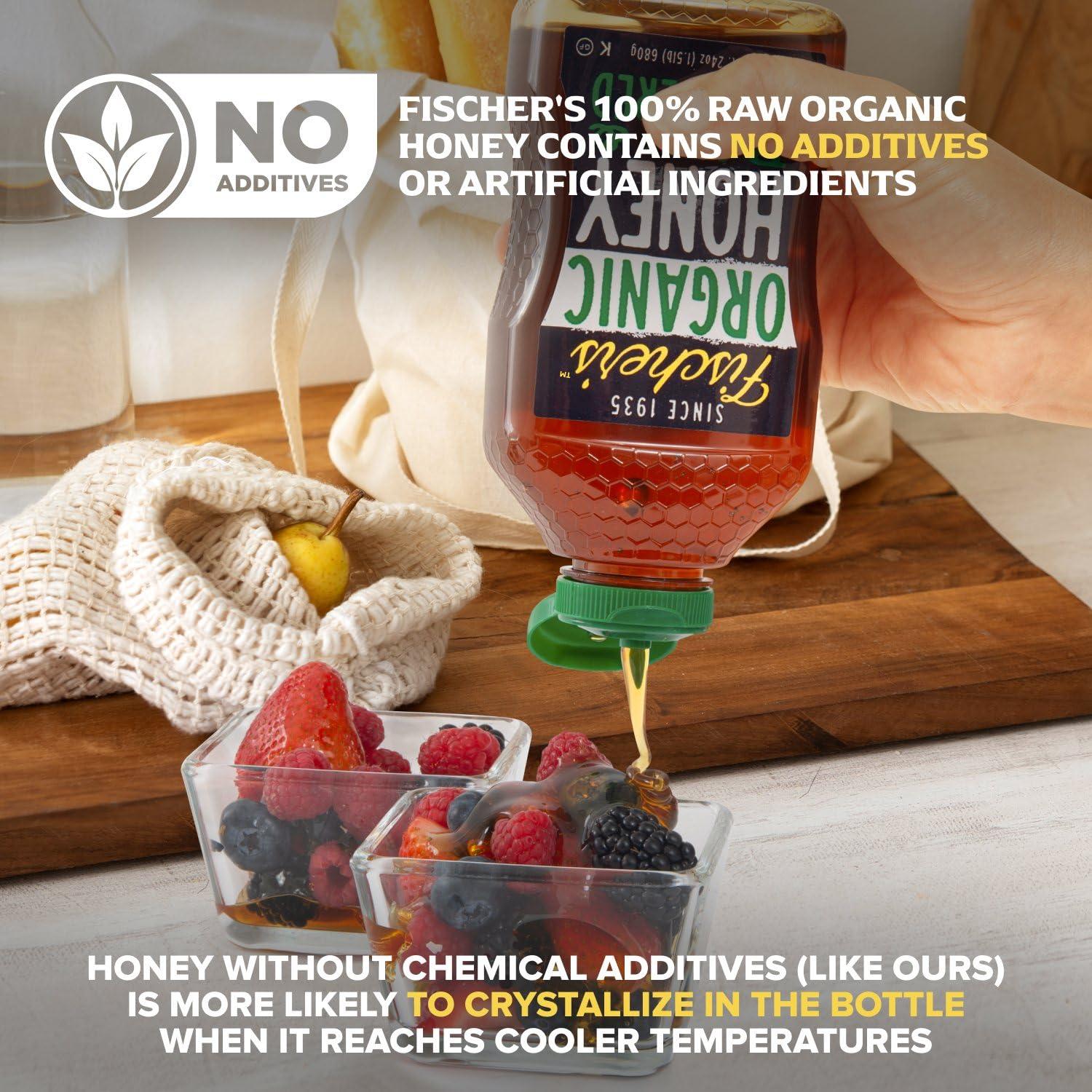 Miel Orgánica Cruda Fischer 680g - Sin Filtrar y Pura