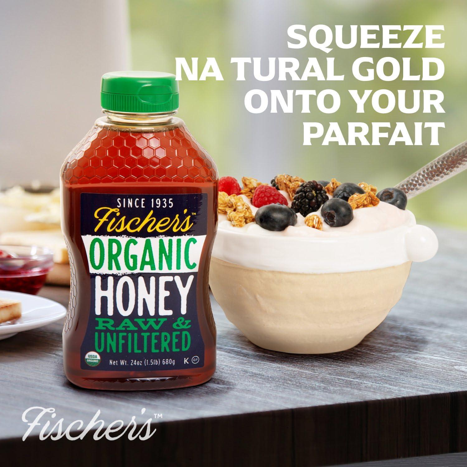 Miel Orgánica Cruda Fischer 680g - Sin Filtrar y Pura