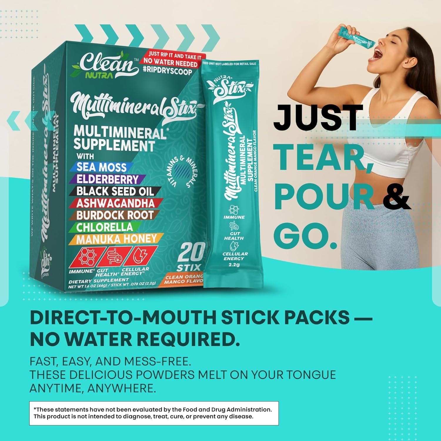 Polvo de Musgo Marino Clean Nutraceuticals - 20 Palitos Inmunidad