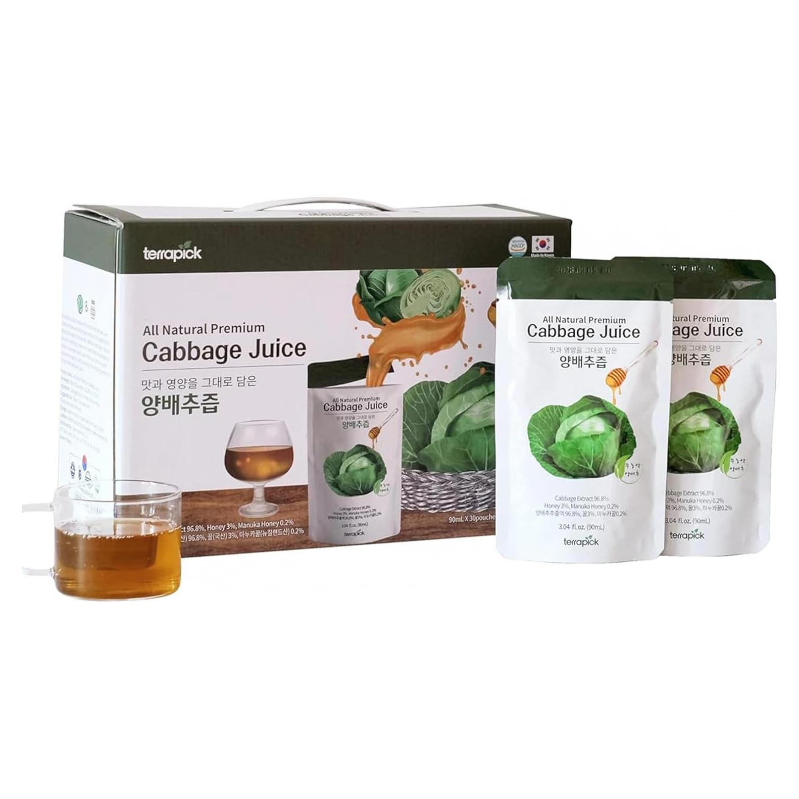 Jugo de Repollo Verde TerraPick con Miel de Manuka - 90 ml x 30 bolsas