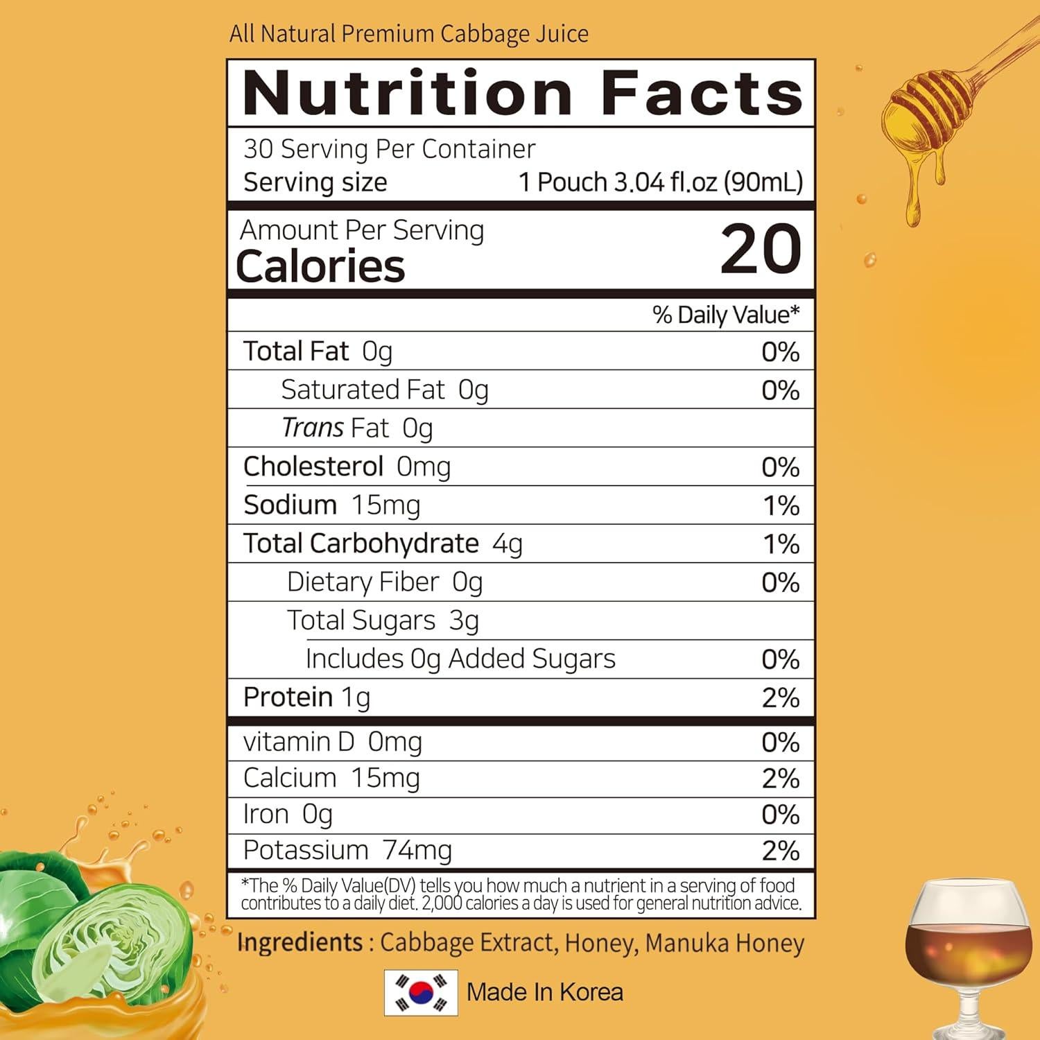 Jugo de Repollo Verde TerraPick con Miel de Manuka - 90 ml x 30 bolsas