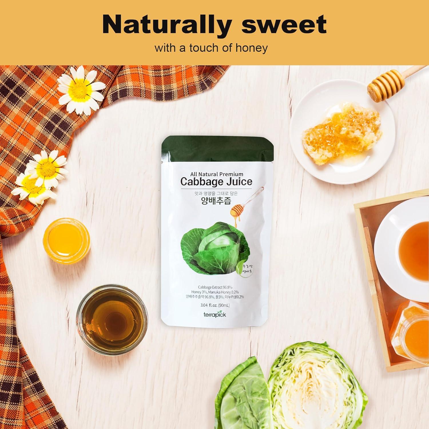 Jugo de Repollo Verde TerraPick con Miel de Manuka - 90 ml x 30 bolsas