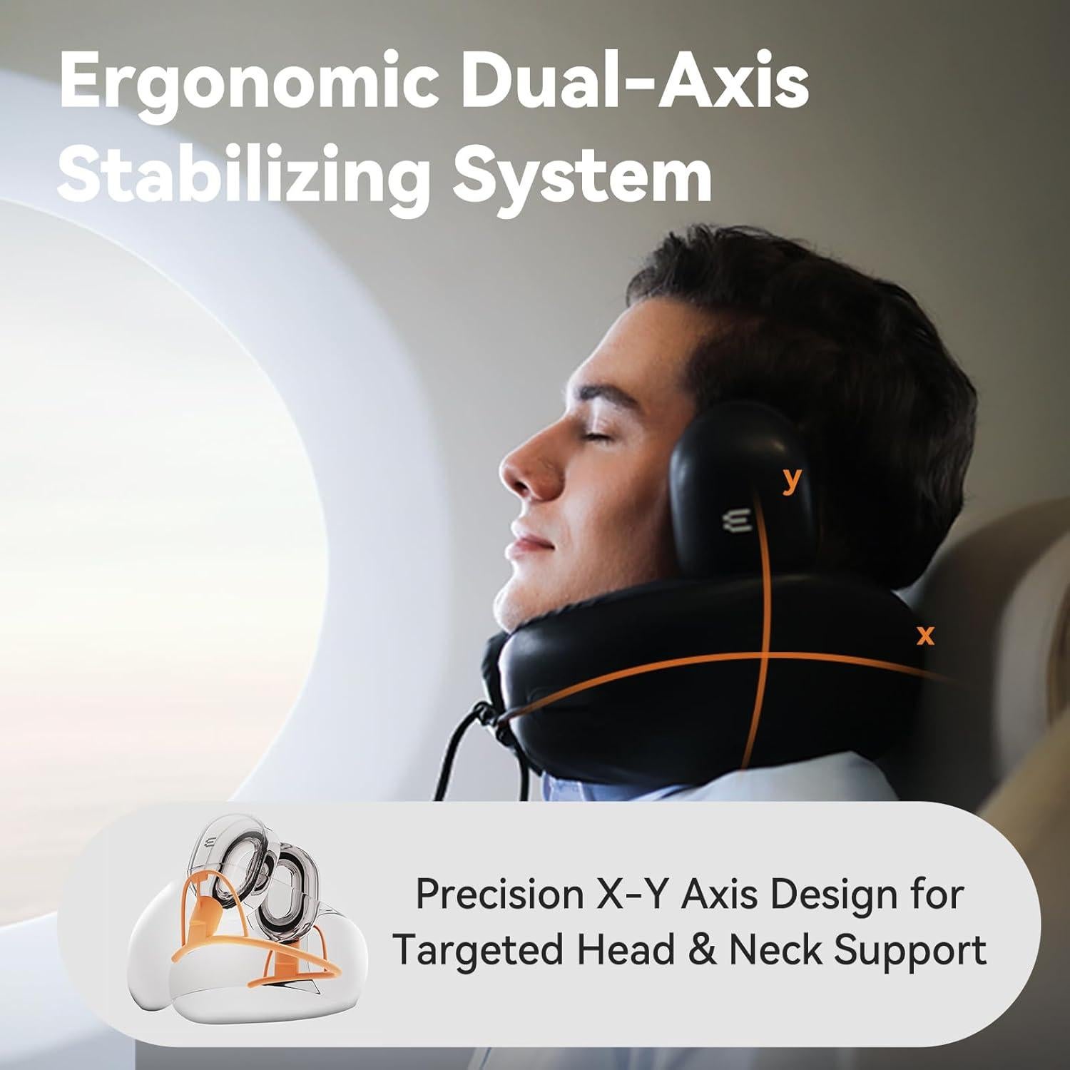 Almohada de Cuello EVERY THINK E3 - Viscoelástica, Lavable, Negro