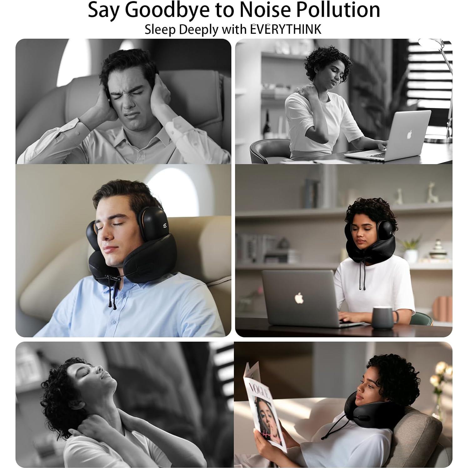 Almohada de Cuello EVERY THINK E3 - Viscoelástica, Lavable, Negro