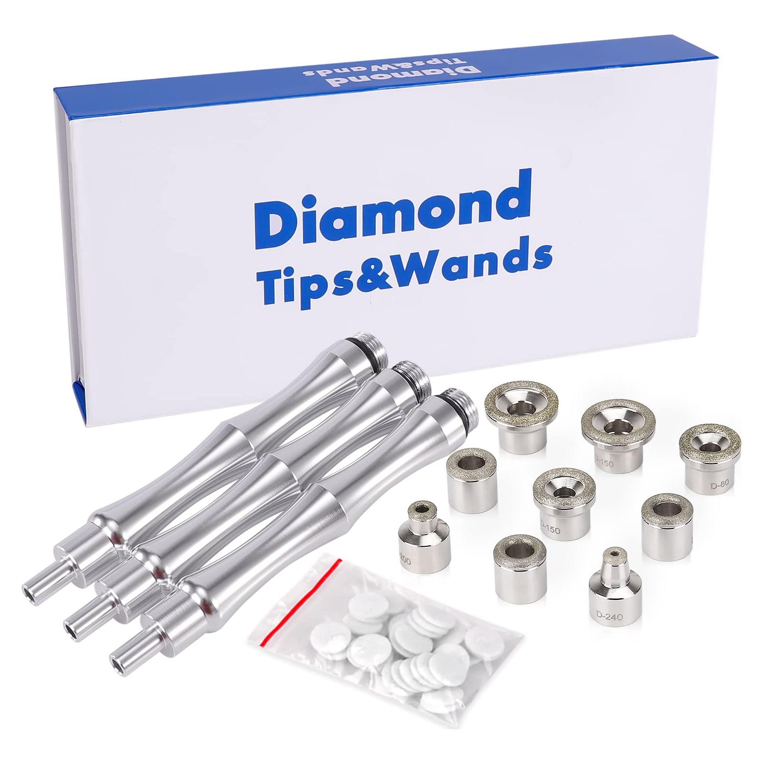 9 Puntas de Microdermoabrasión Yofuly + 3 Varitas Accesorios