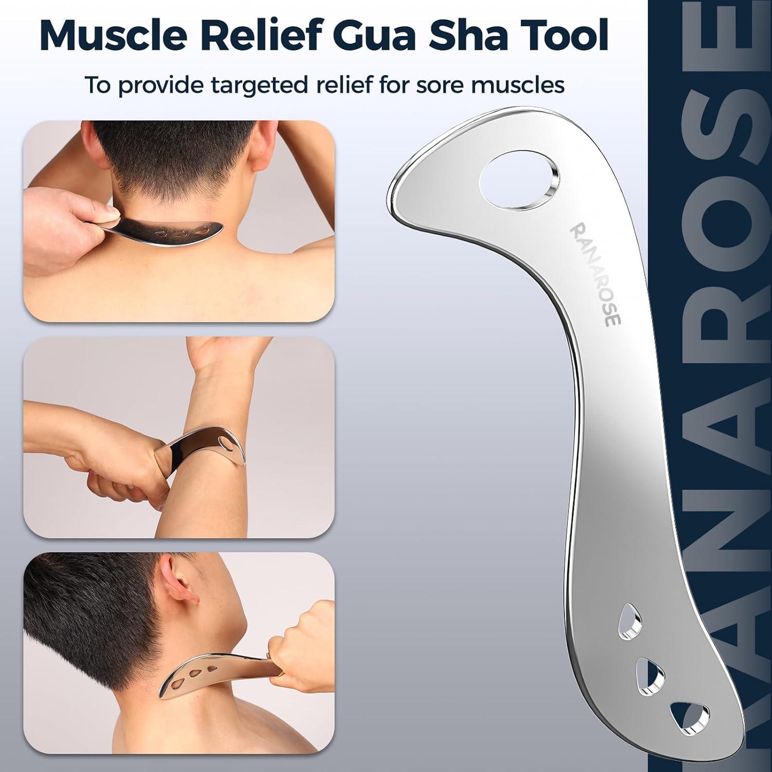 Juego de Herramientas de Gua Sha Ranarose Acero Inoxidable 3 Piezas
