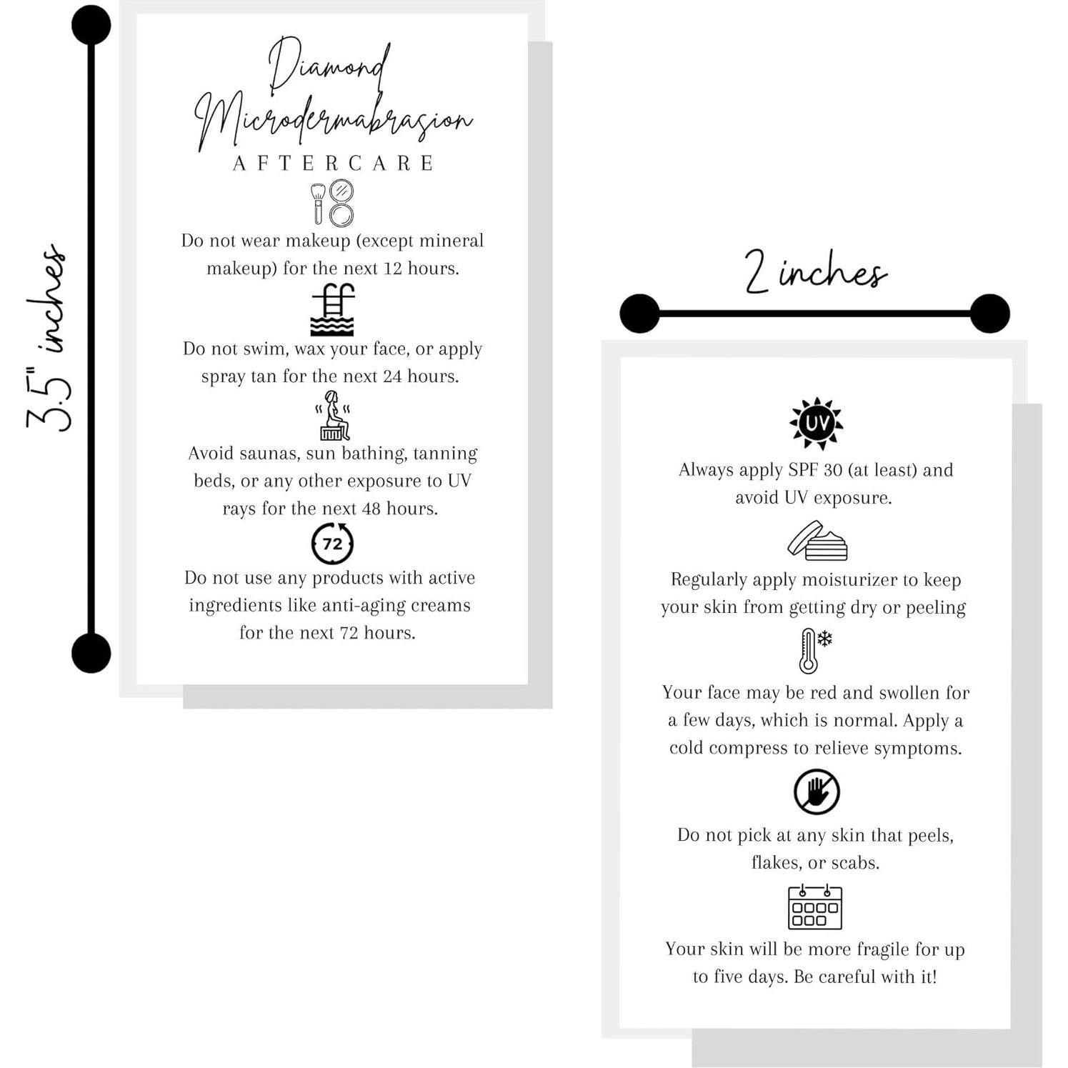 Tarjetas de Cuidado Posterior Microdermoabrasión Lashicorn 50 Unidades