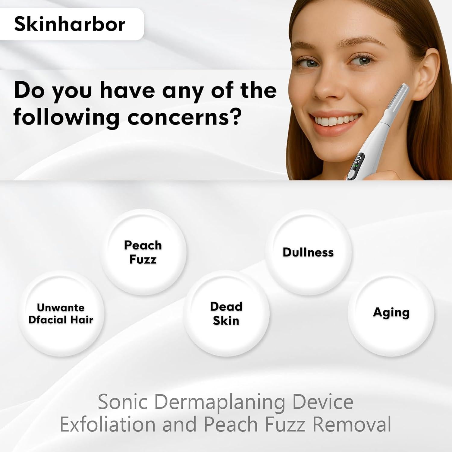Razor Dermaplane Sonic Skinharbor - Exfoliación Facial 3 Velocidades